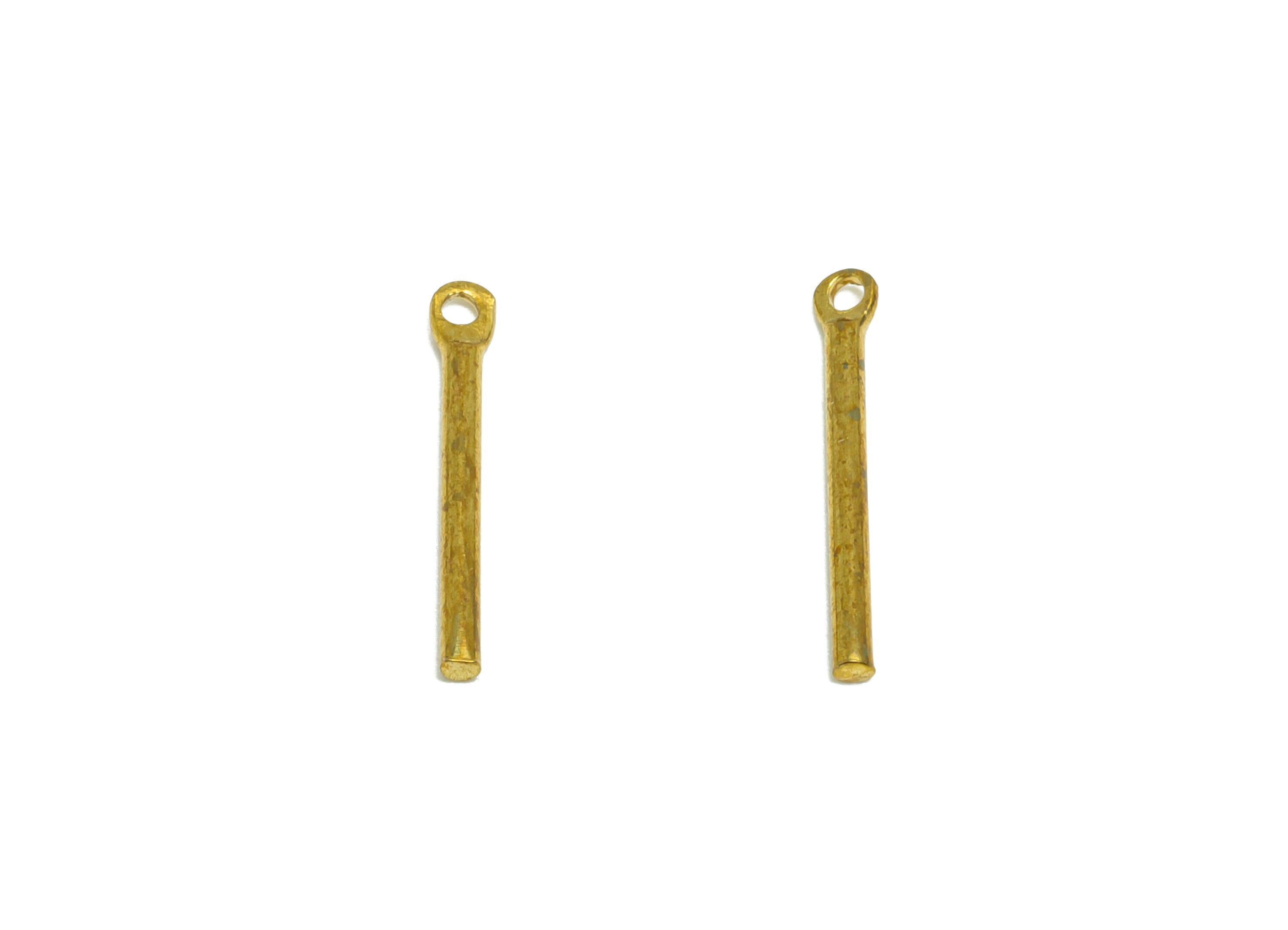 1.2*14mm Stick Earring Charm - Raw Brass Metal Rod with Loop End - Solid Brass Eye Pin - Eye Pin for Jewelry and Crafting - PP10921 - DOMEDBAZAAR