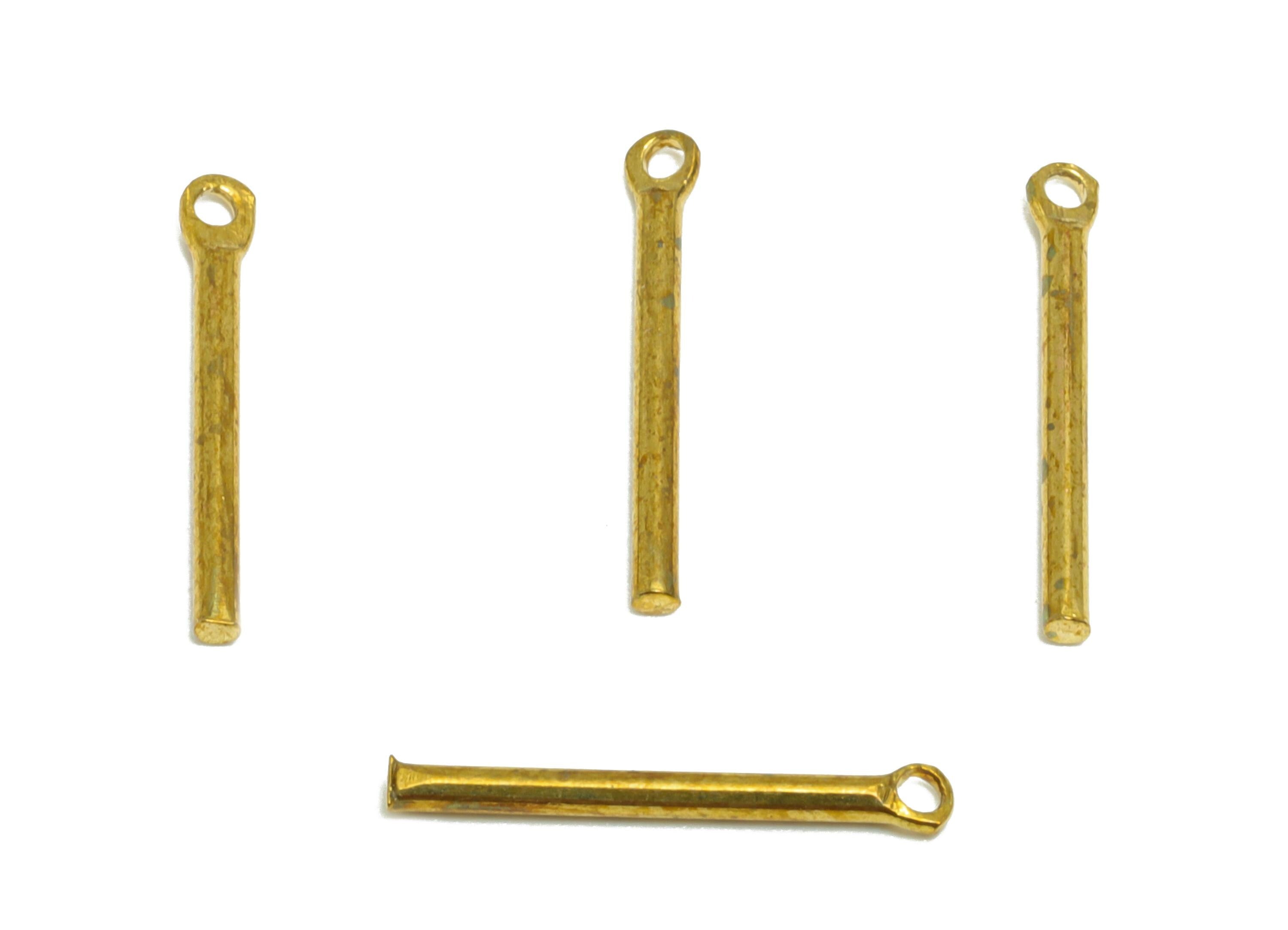 1.2*14mm Stick Earring Charm - Raw Brass Metal Rod with Loop End - Solid Brass Eye Pin - Eye Pin for Jewelry and Crafting - PP10921 - DOMEDBAZAAR