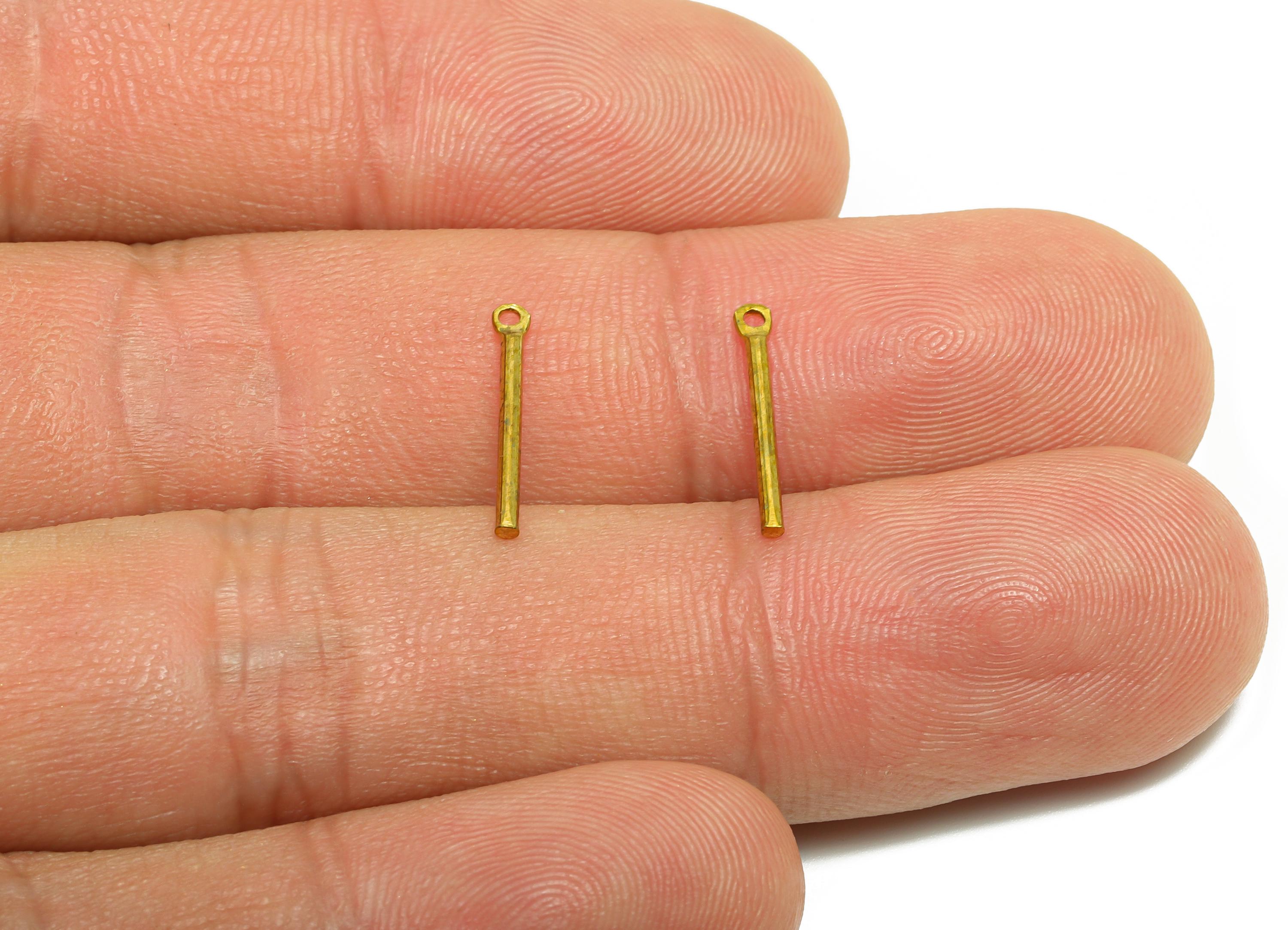 1.2*14mm Stick Earring Charm - Raw Brass Metal Rod with Loop End - Solid Brass Eye Pin - Eye Pin for Jewelry and Crafting - PP10921 - DOMEDBAZAAR