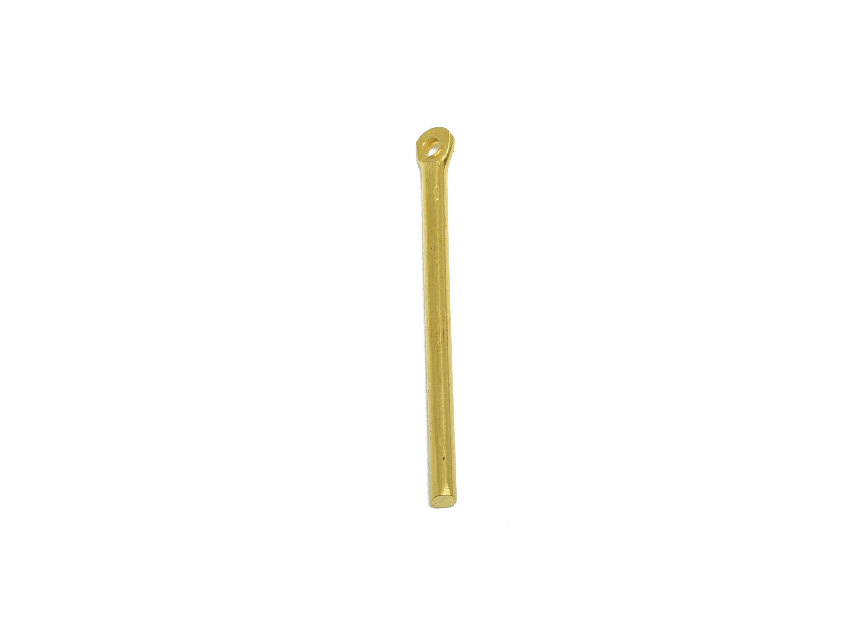 1.5*25mm Stick Earring Charm - Raw Brass Metal Rod with Loop End - Solid Brass Eye Pin - Eye Pin for Jewelry and Crafting - PP10913 - DOMEDBAZAAR