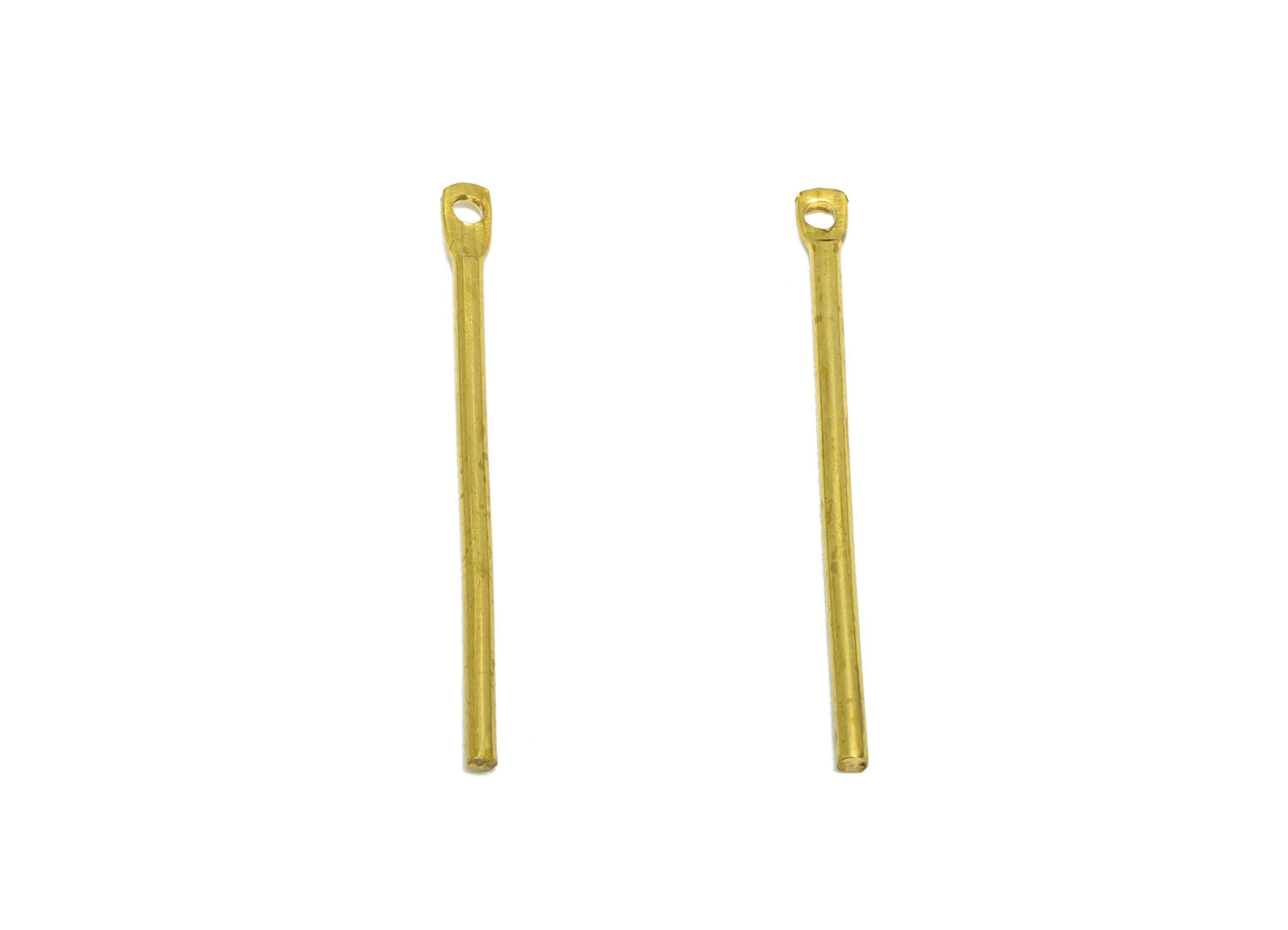 1.2*25mm Stick Earring Charm - Raw Brass Metal Rod with Loop End - Solid Brass Eye Pin - Eye Pin for Jewelry and Crafting - PP10919 - DOMEDBAZAAR