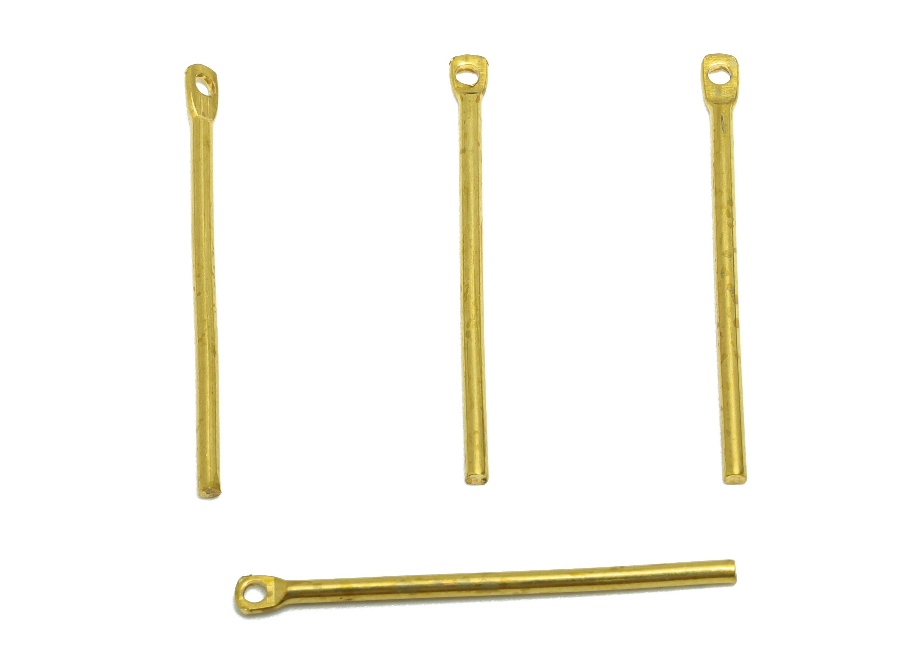 1.2*25mm Stick Earring Charm - Raw Brass Metal Rod with Loop End - Solid Brass Eye Pin - Eye Pin for Jewelry and Crafting - PP10919 - DOMEDBAZAAR