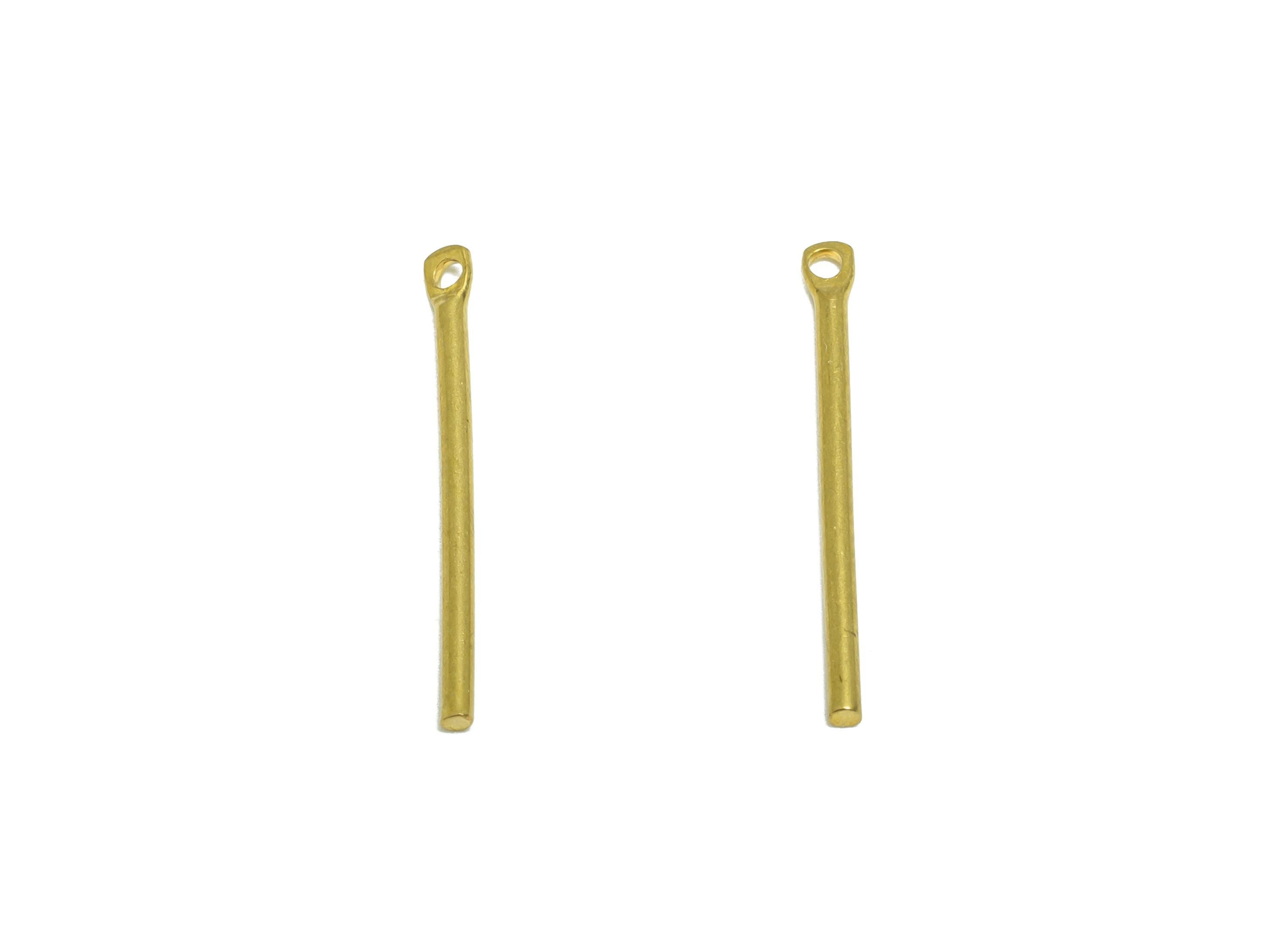 1.2*20mm Stick Earring Charm - Raw Brass Metal Rod with Loop End - Solid Brass Eye Pin - Eye Pin for Jewelry and Crafting - PP10920 - DOMEDBAZAAR