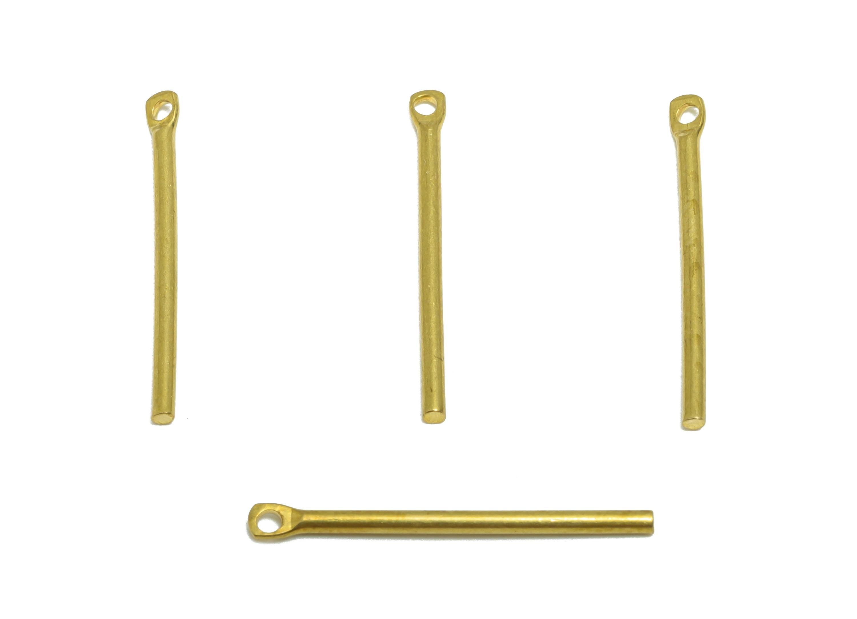 1.2*20mm Stick Earring Charm - Raw Brass Metal Rod with Loop End - Solid Brass Eye Pin - Eye Pin for Jewelry and Crafting - PP10920 - DOMEDBAZAAR