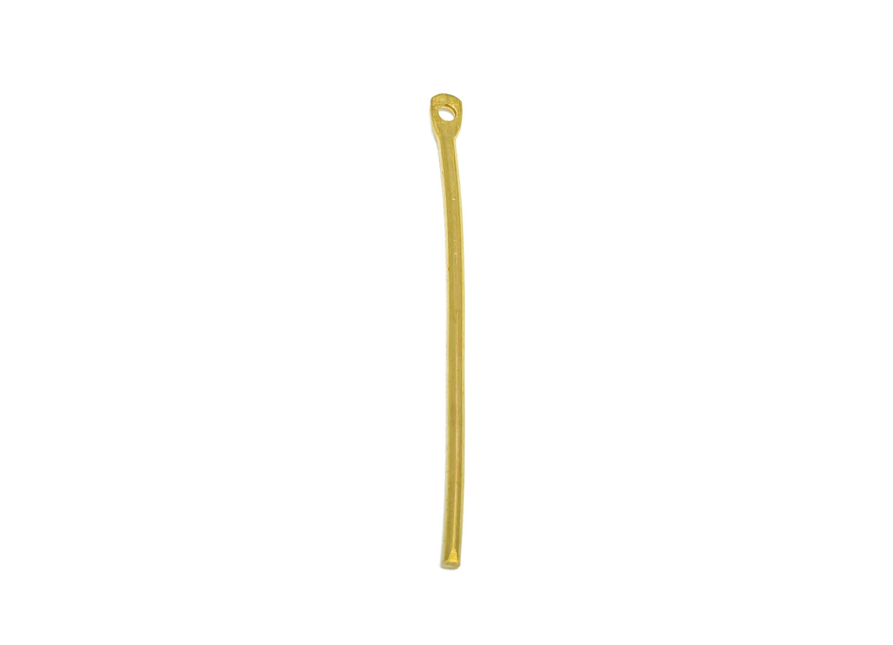 1.2*35mm Stick Earring Charm - Raw Brass Metal Rod with Loop End - Solid Brass Eye Pin - Eye Pin for Jewelry and Crafting - PP10917 - DOMEDBAZAAR