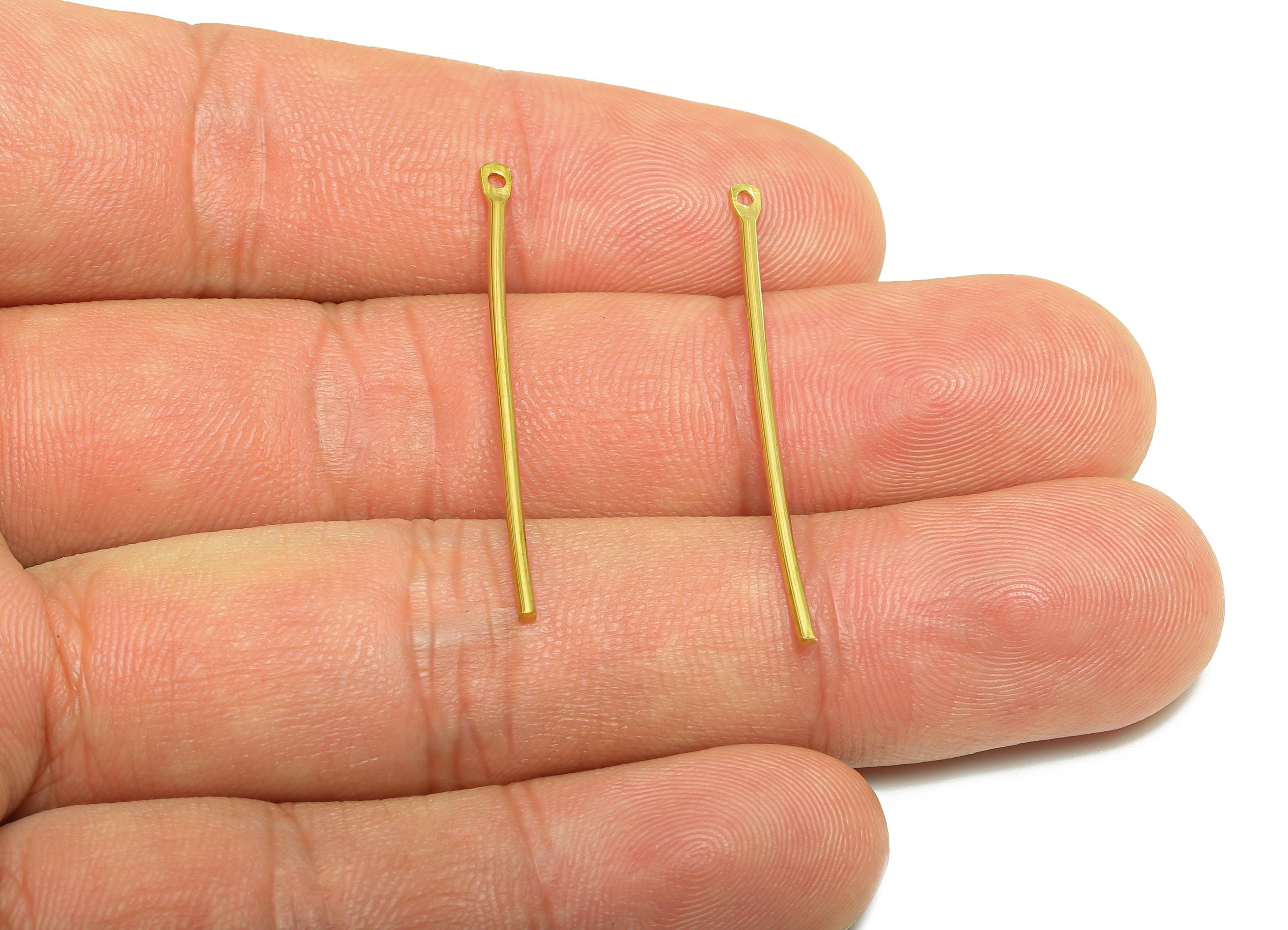 1.2*35mm Stick Earring Charm - Raw Brass Metal Rod with Loop End - Solid Brass Eye Pin - Eye Pin for Jewelry and Crafting - PP10917 - DOMEDBAZAAR