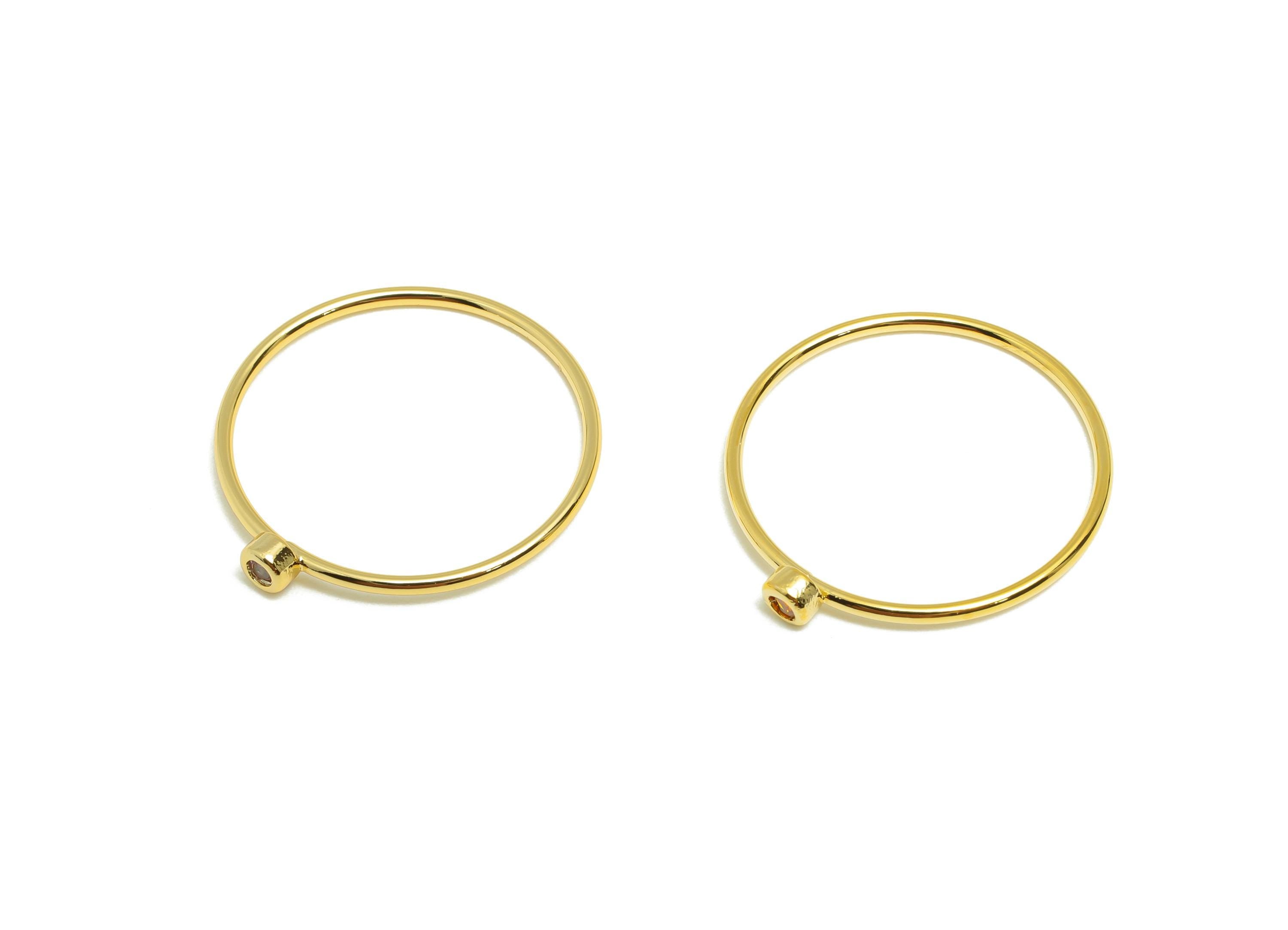 Brass Closed Zircon Ring - Gold Minimalist Thin Hoop Ring for Women - Pink Circle Ring - 18K Real Gold Plating - 19.2x17.8x2.8mm- RGP9102A - DOMEDBAZAAR