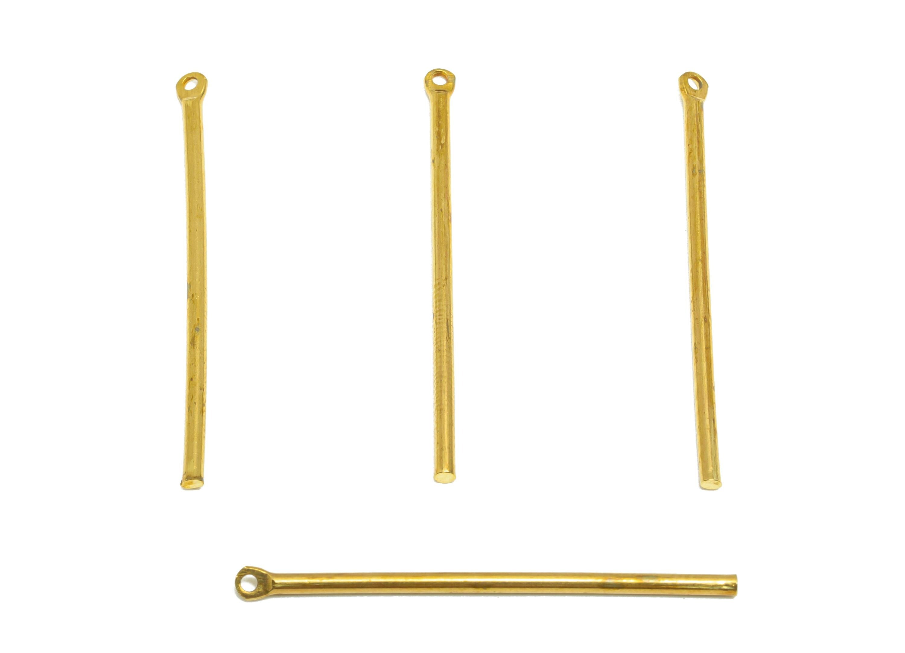 1.2*35mm Stick Earring Charm - Raw Brass Metal Rod with Loop End - Solid Brass Eye Pin - Eye Pin for Jewelry and Crafting - PP10912 - DOMEDBAZAAR