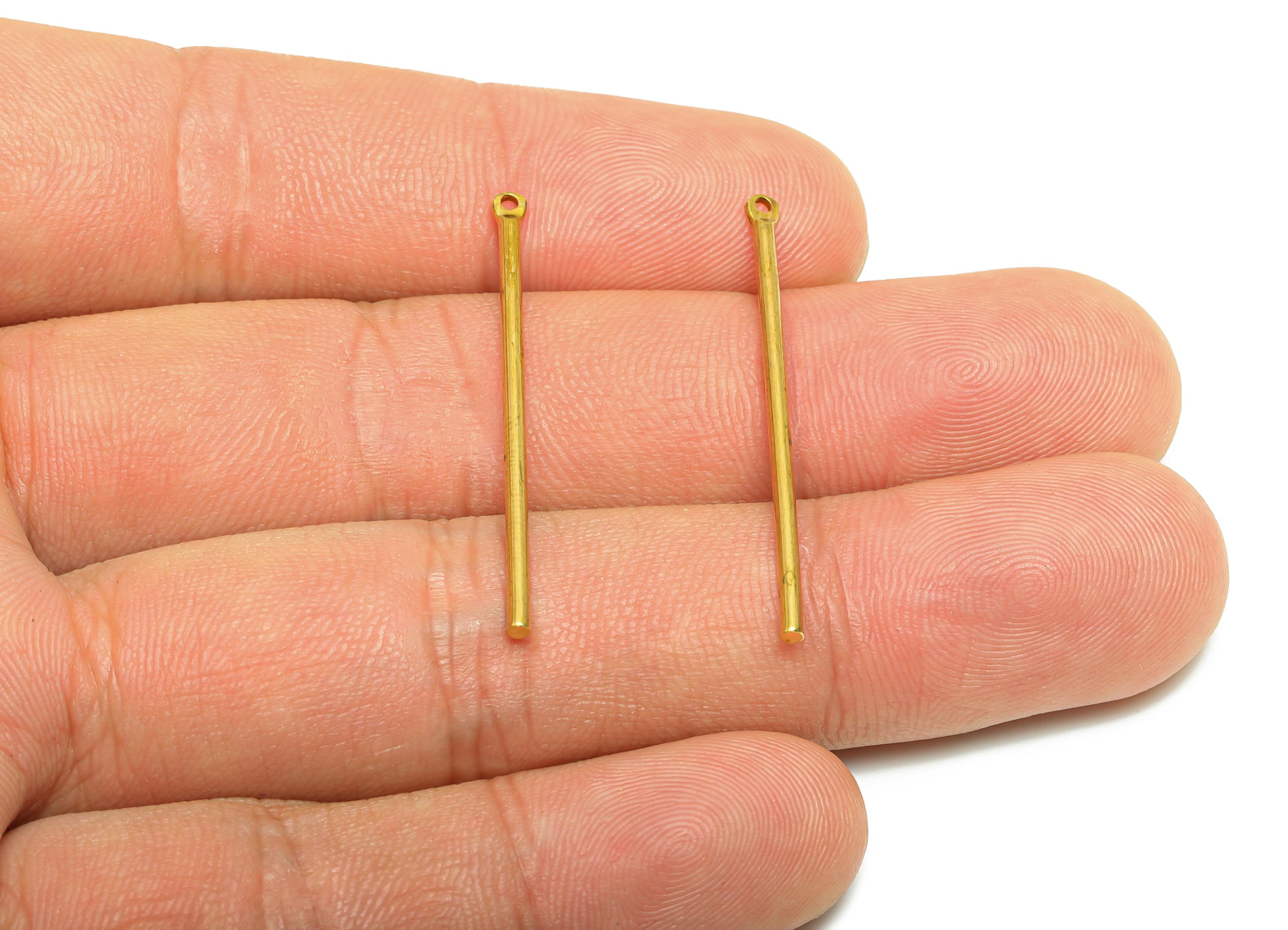 1.2*35mm Stick Earring Charm - Raw Brass Metal Rod with Loop End - Solid Brass Eye Pin - Eye Pin for Jewelry and Crafting - PP10912 - DOMEDBAZAAR