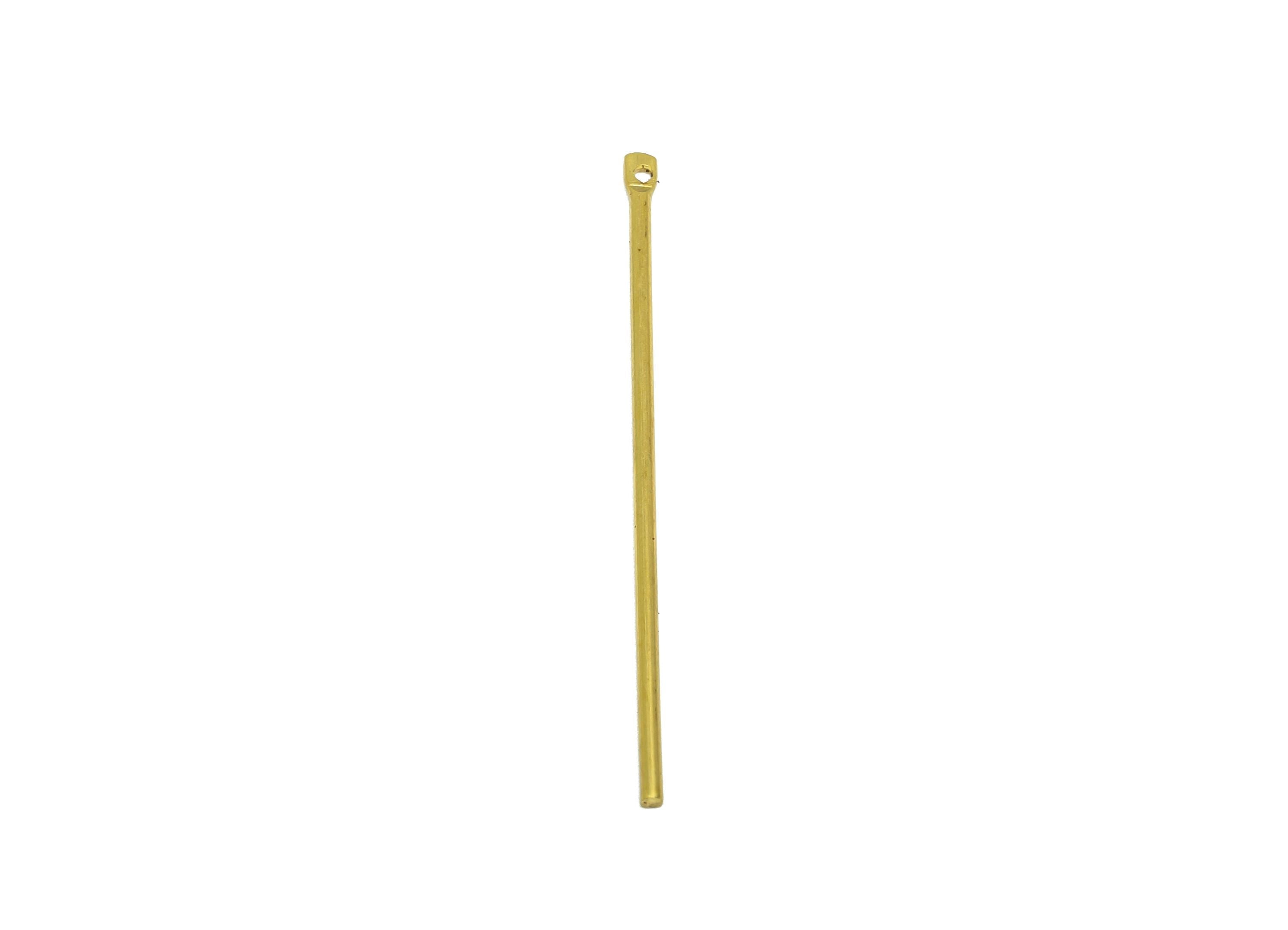 1.2*40mm Stick Earring Charm - Raw Brass Metal Rod with Loop End - Solid Brass Eye Pin - Eye Pin for Jewelry Making Component - PP10916 - DOMEDBAZAAR