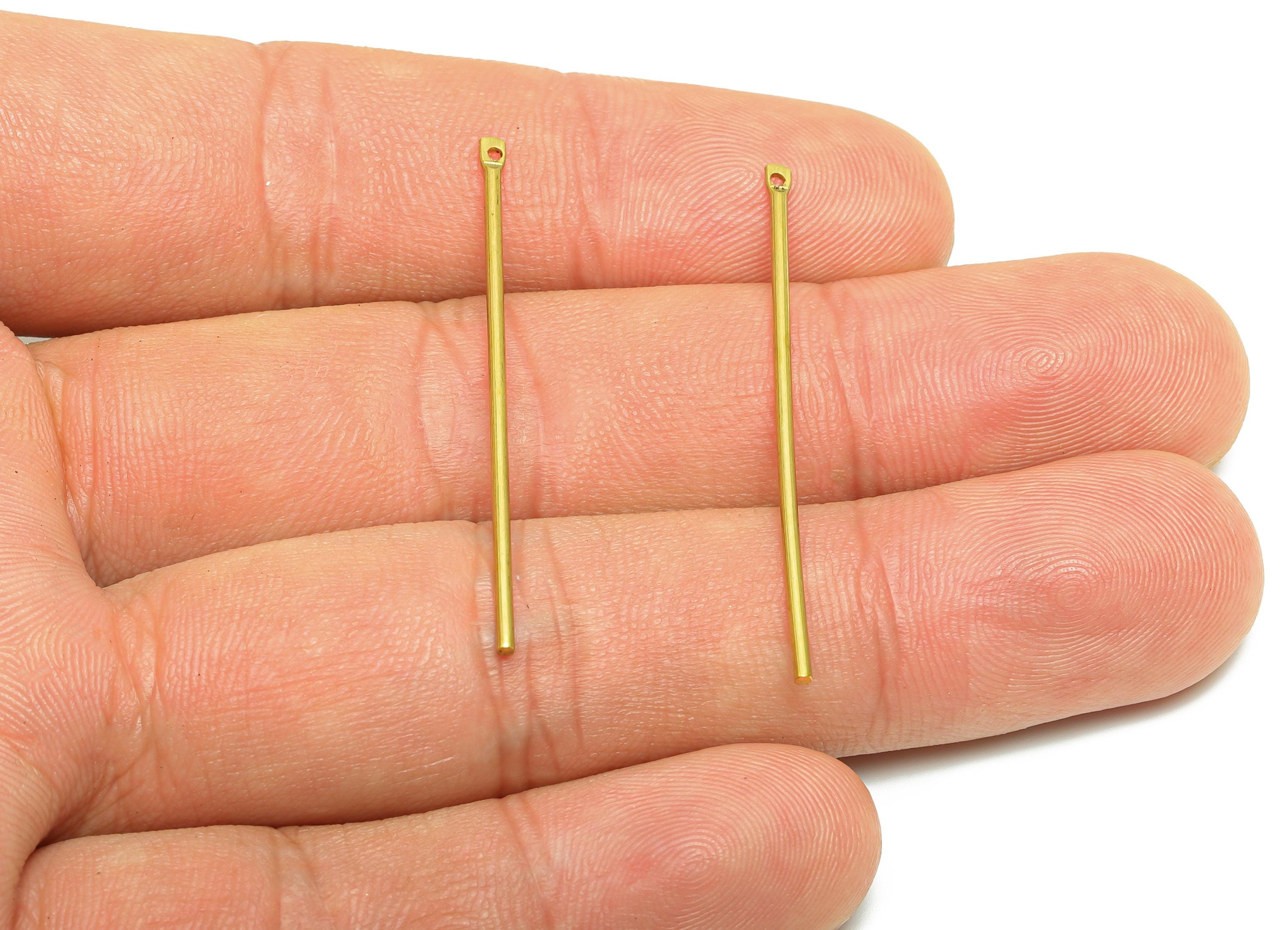 1.2*40mm Stick Earring Charm - Raw Brass Metal Rod with Loop End - Solid Brass Eye Pin - Eye Pin for Jewelry Making Component - PP10916 - DOMEDBAZAAR