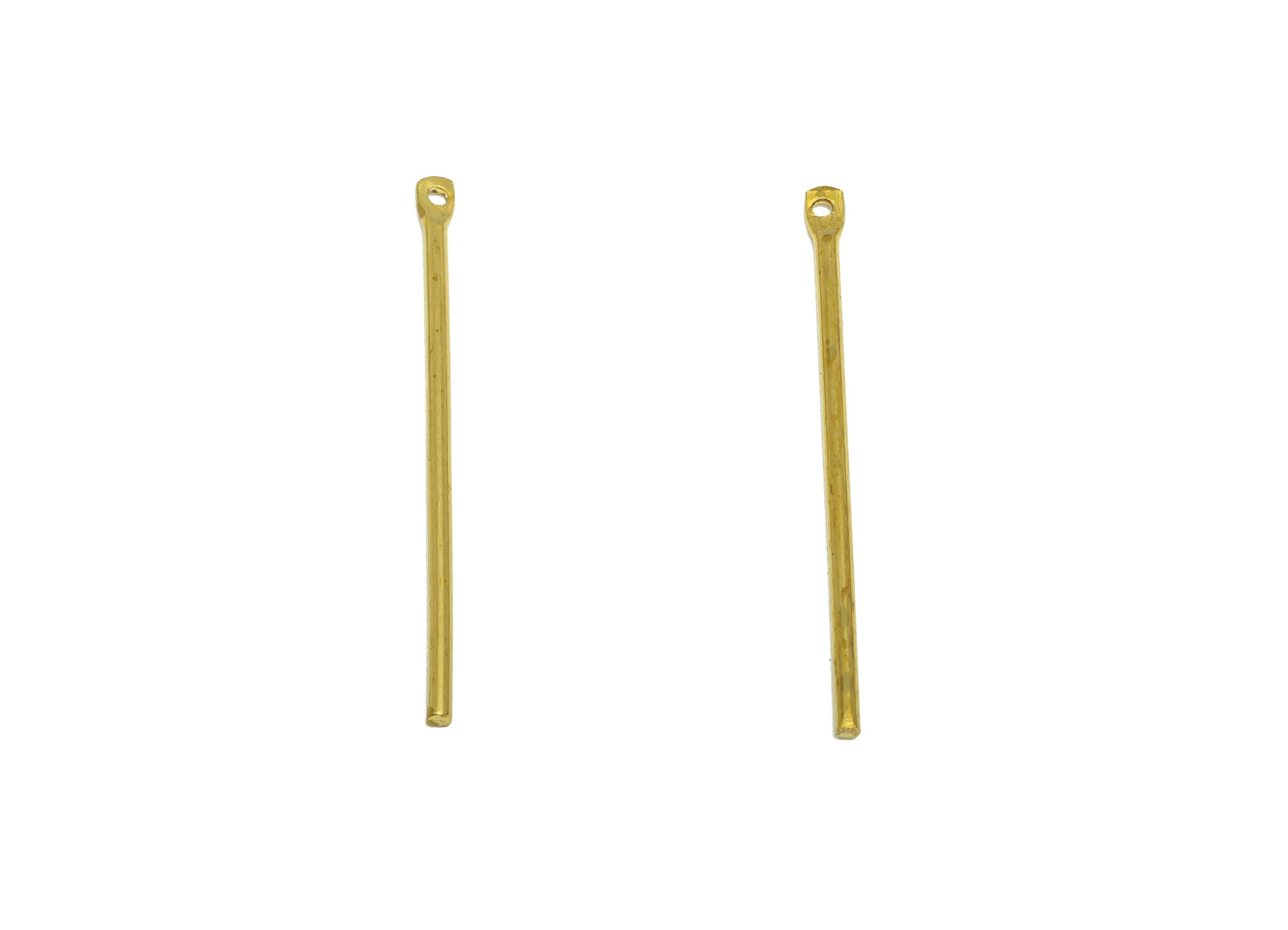 1.2*30mm Stick Earring Charm - Raw Brass Metal Rod with Loop End - Solid Brass Eye Pin - Eye Pin for Jewelry and Crafting - PP10918 - DOMEDBAZAAR