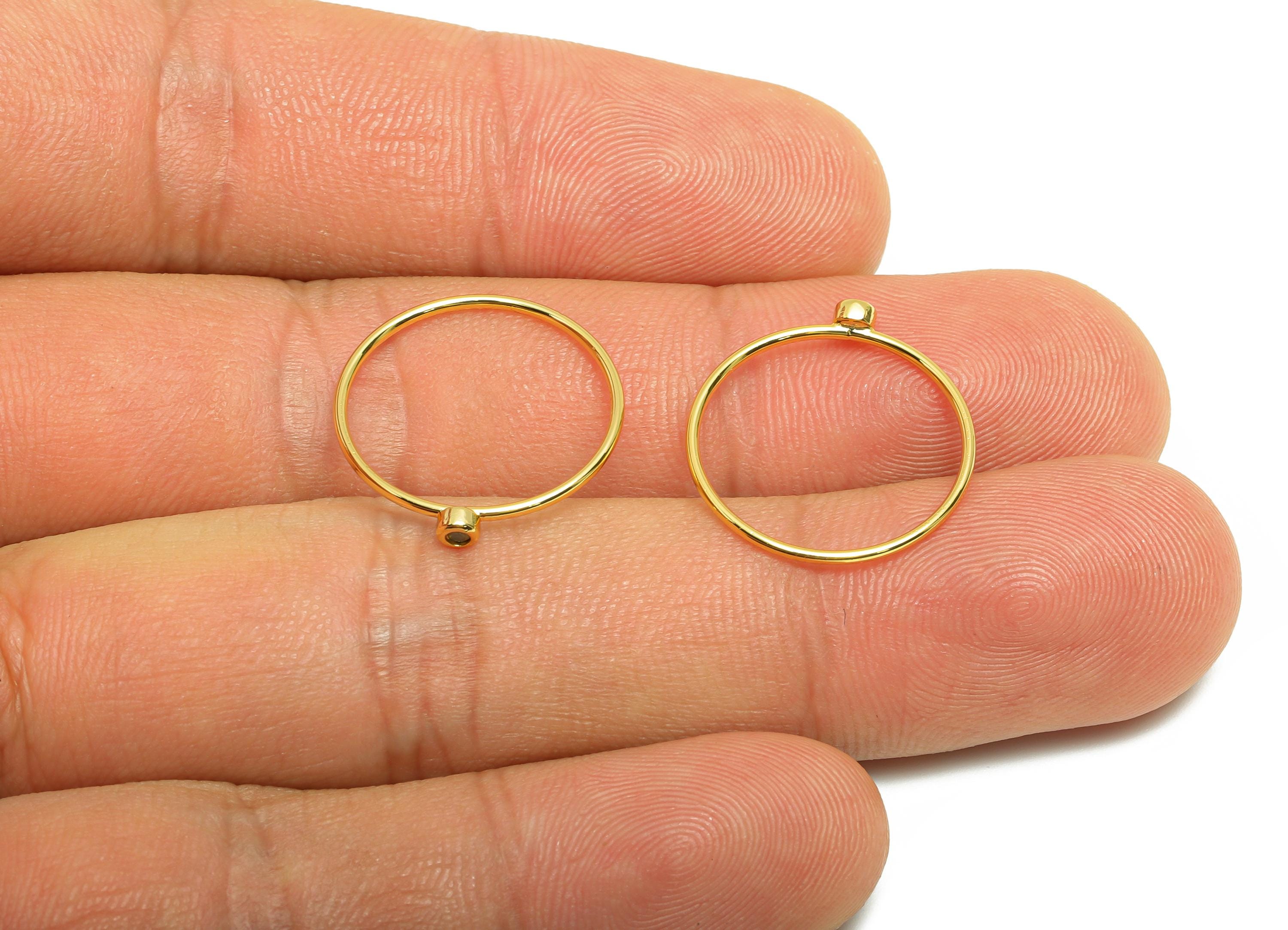 Brass Closed Zircon Ring - Gold Minimalist Hoop Ring for Women - Deep Yellow Circle Ring - 18K Real Gold Plating - 19.3x17.7x2.6mm- RGP9102B - DOMEDBAZAAR