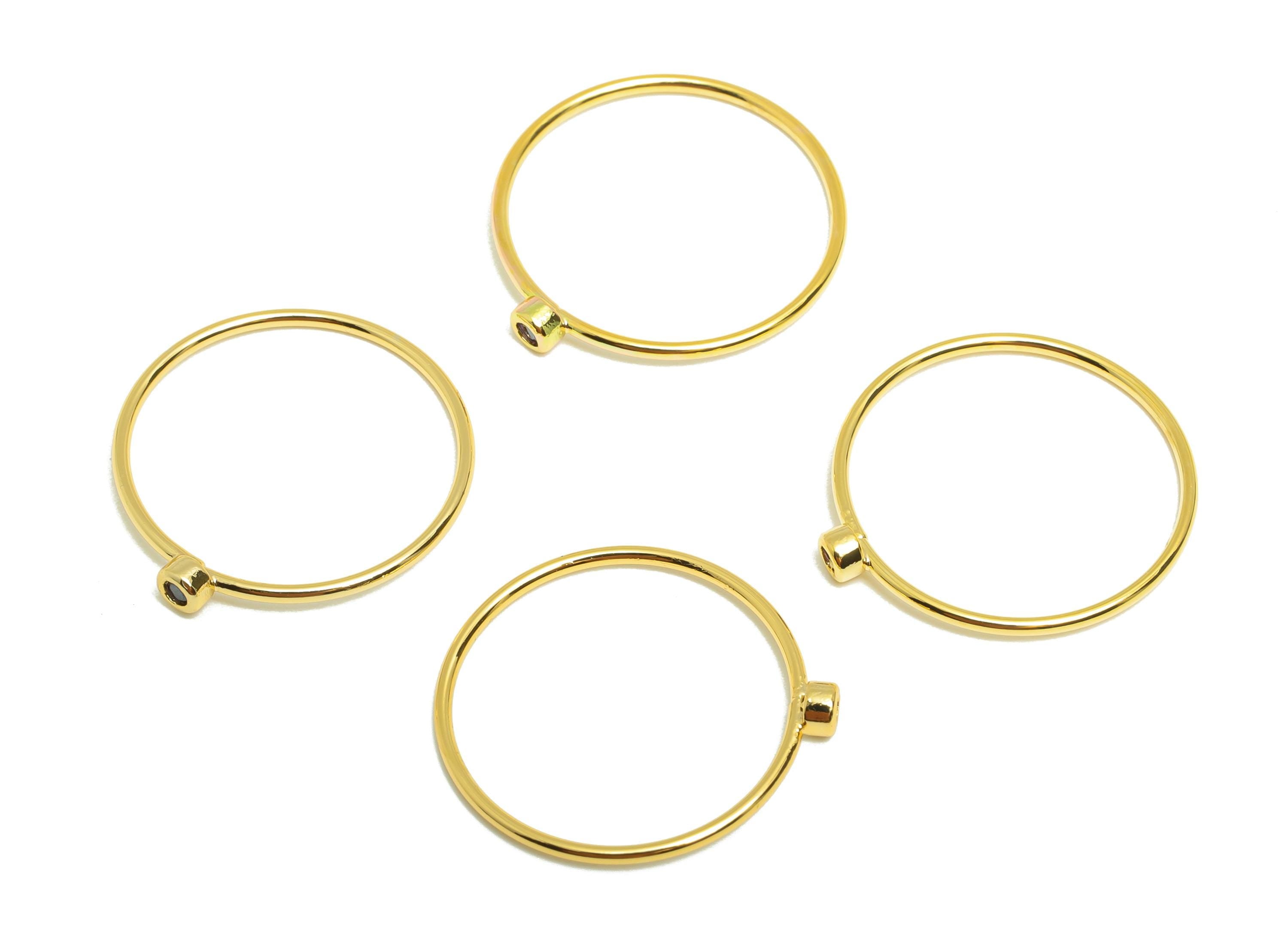 Brass Closed Zircon Ring - Gold Minimalist Hoop Ring for Women - Purple red Circle Ring - 18K Real Gold Plating - 19.2x17.8x2.7mm - RGP9102D - DOMEDBAZAAR