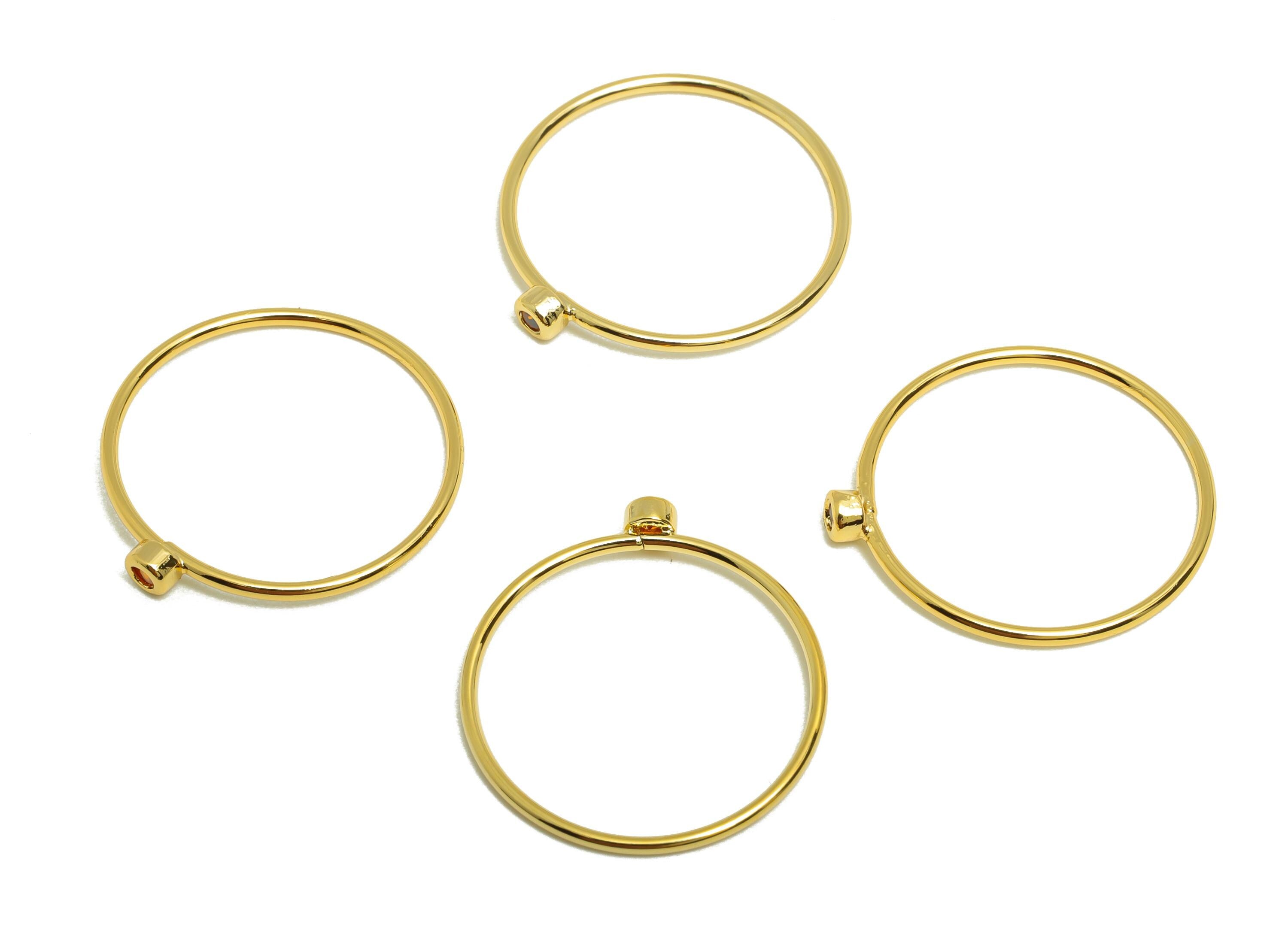 Brass Closed Zircon Ring - Gold Minimalist Hoop Ring for Women - Orange red Circle Ring - 18K Real Gold Plating -19.3x17.7mmx2.6mm- RGP9102E - DOMEDBAZAAR