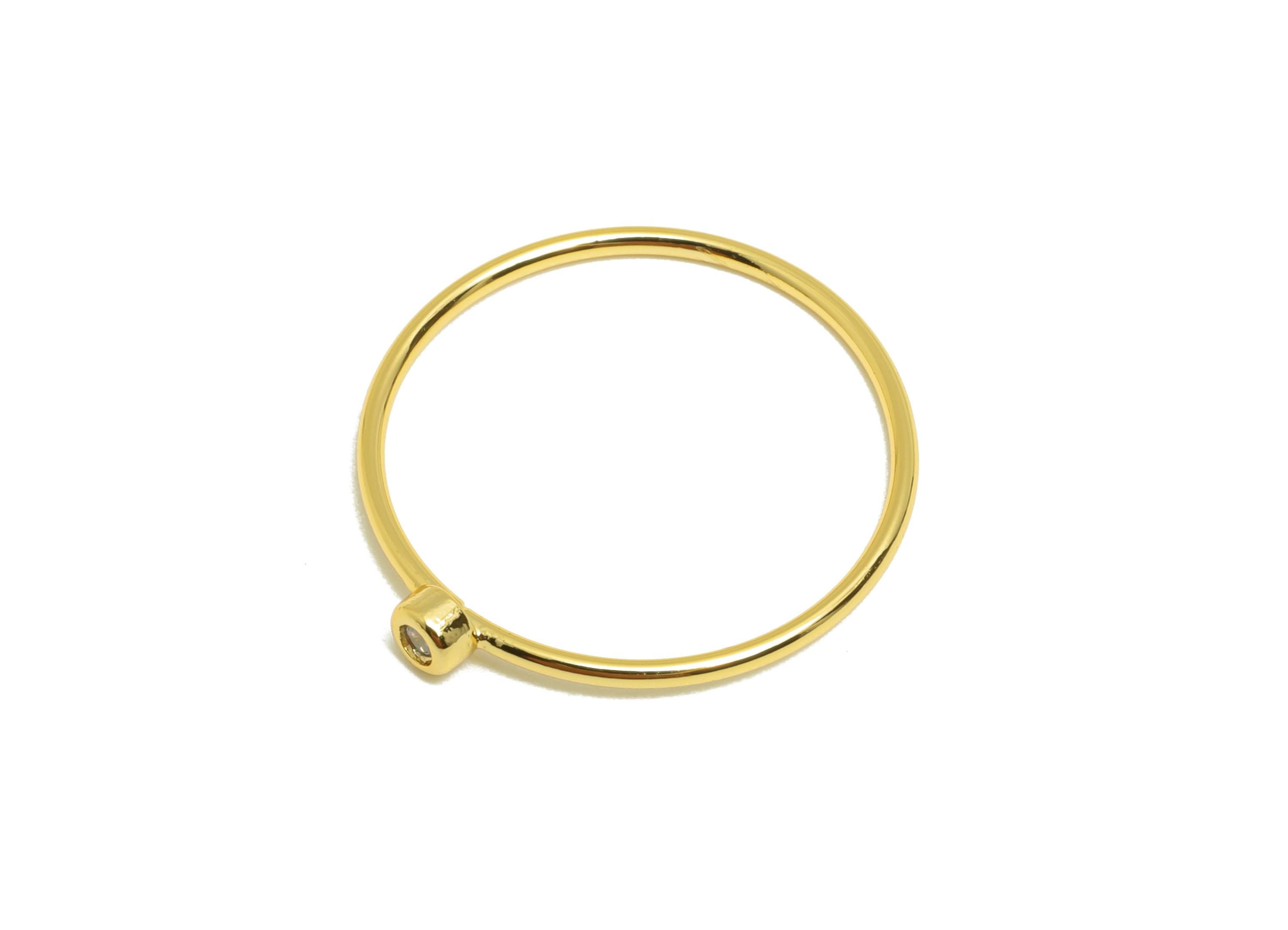 Brass Closed Zircon Ring - Gold Minimalist Hoop Ring for Women - White Closed Circle Ring - 18K Real Gold Plating -19.3x17.7x2.6mm -RGP9102J - DOMEDBAZAAR