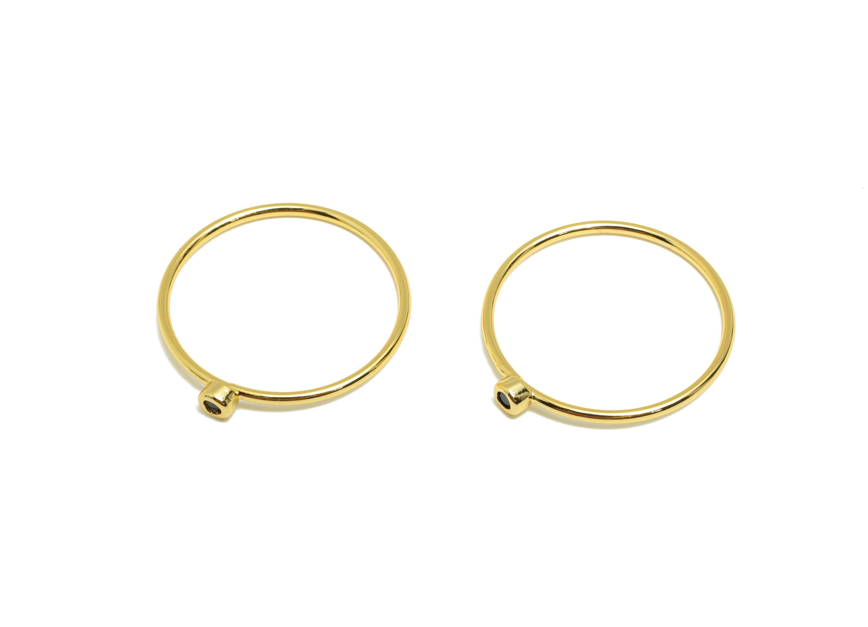 Brass Closed Zircon Ring - Gold Minimalist Hoop Ring for Women - Black Closed Circle Ring - 18K Real Gold Plating -19.3x17.6x2.7mm -RGP9102K - DOMEDBAZAAR