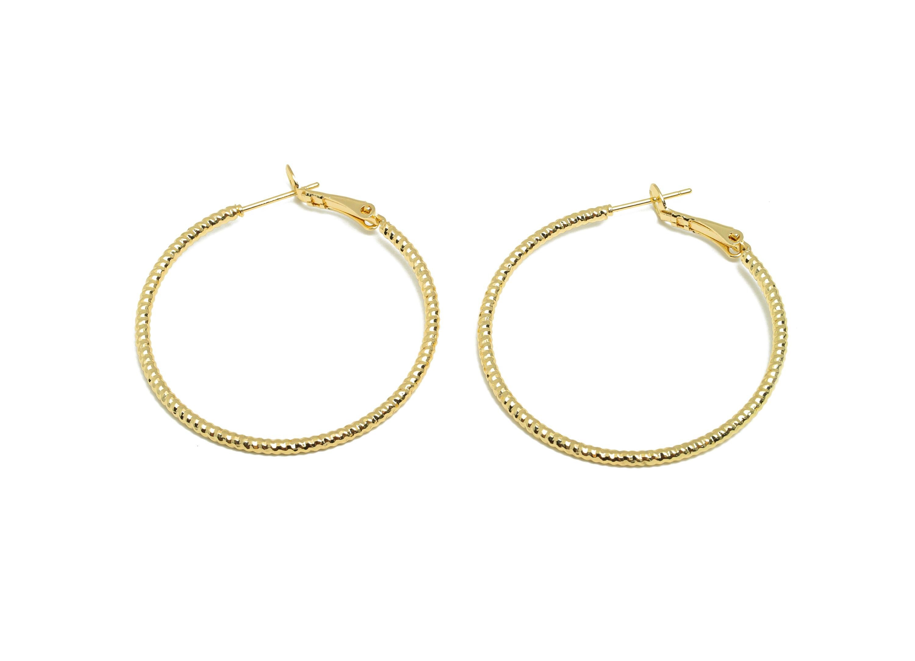 Brass Circle Hoop Earring - Gold Multifaceted Huggie Earring - Daily Wear Hinged Back Ear - 18K Real Gold Plating -41.8x40.4x1.93mm- RGP9103 - DOMEDBAZAAR
