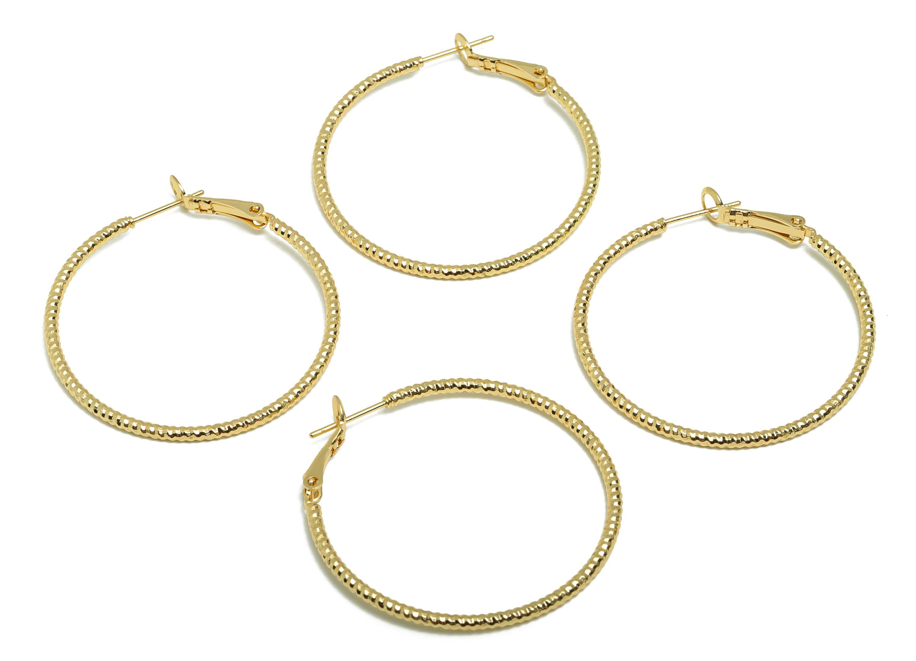 Brass Circle Hoop Earring - Gold Multifaceted Huggie Earring - Daily Wear Hinged Back Ear - 18K Real Gold Plating -41.8x40.4x1.93mm- RGP9103 - DOMEDBAZAAR