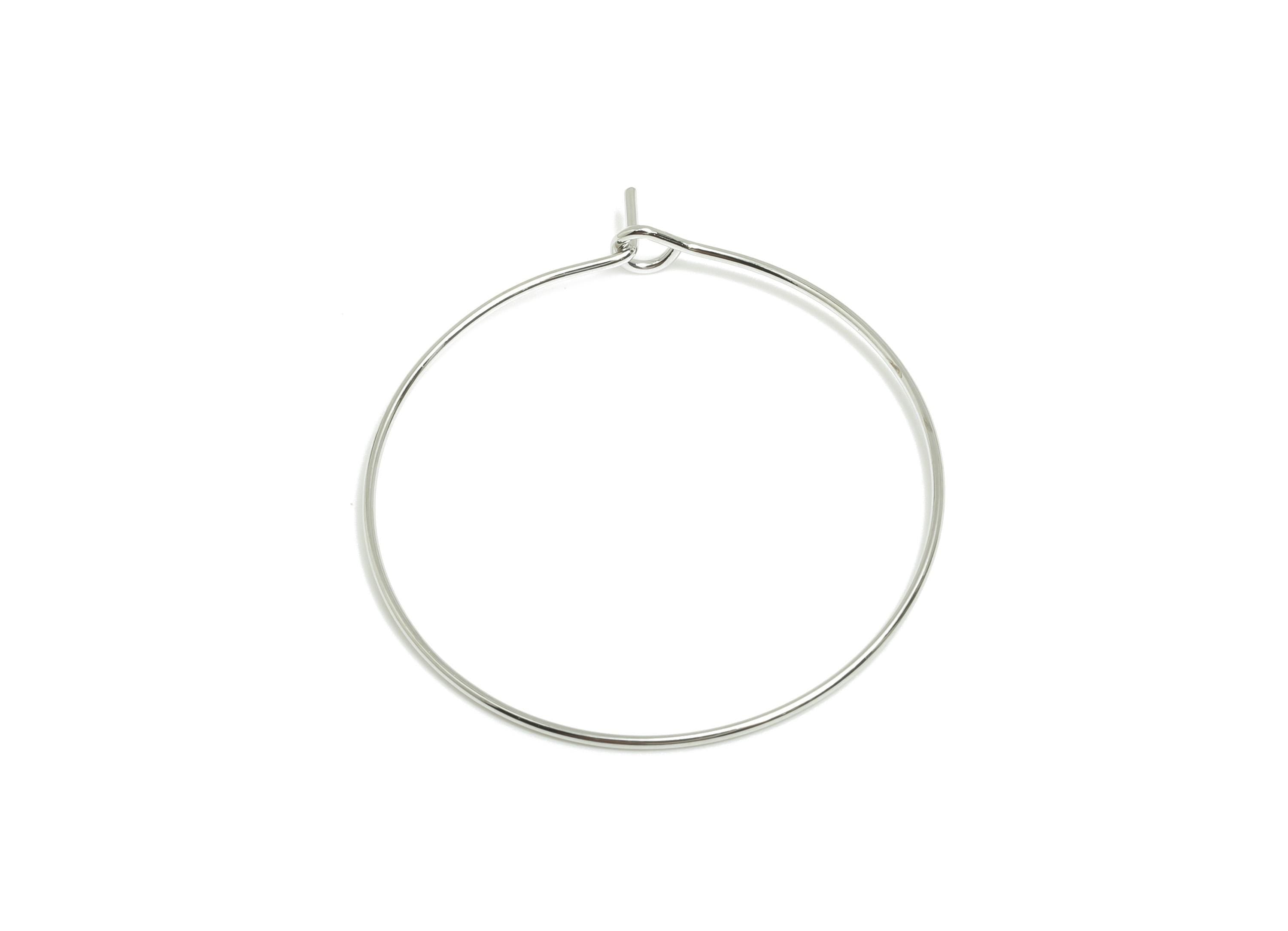 Brass Hoop Earring - Latch Closure Earring - Hoop Earring For Handmade Jeweler Making - 18K Real White Gold Plated - 30x30x1mm - RGP10281-30 - DOMEDBAZAAR