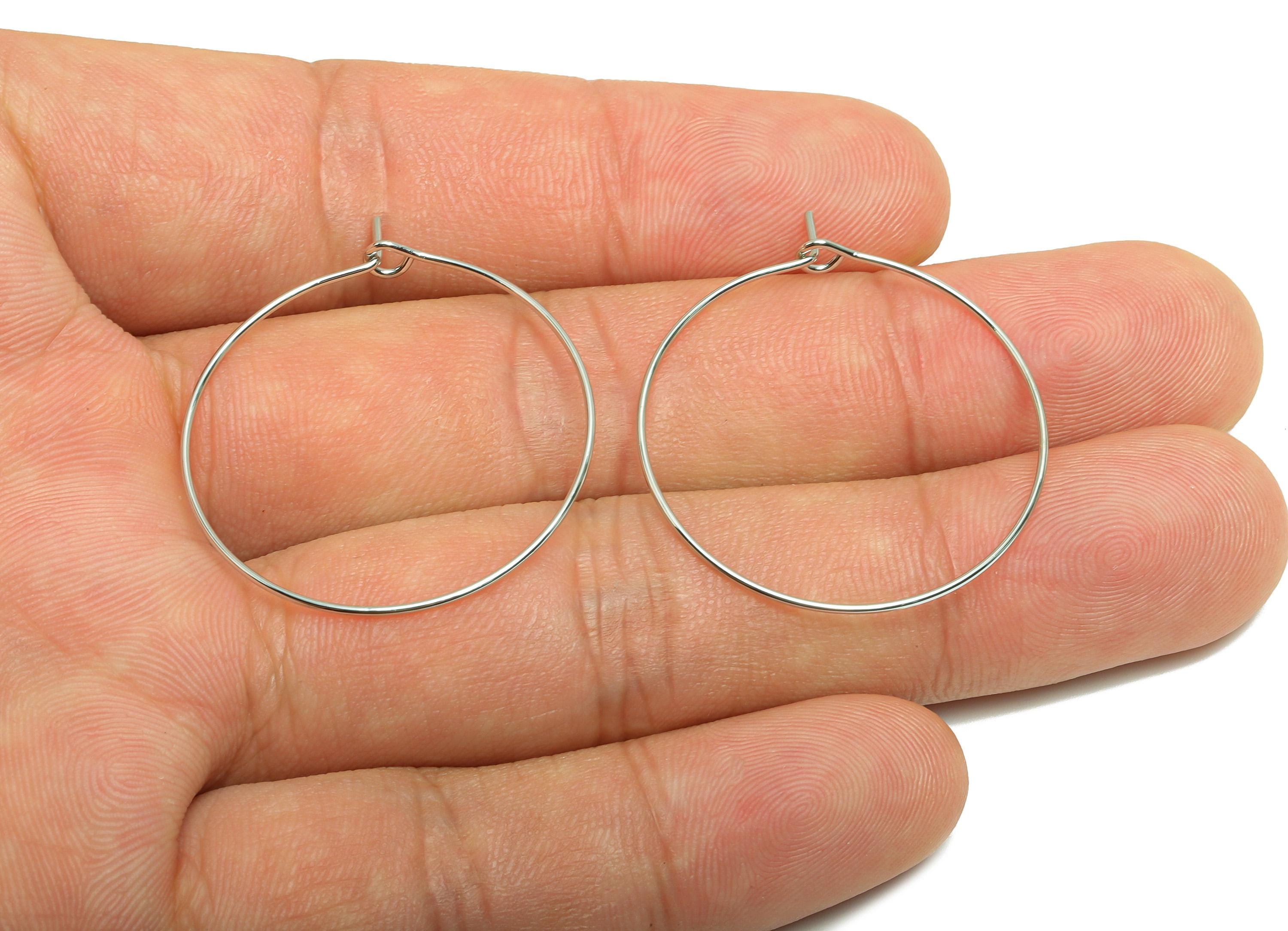 Brass Hoop Earring - Latch Closure Earring - Hoop Earring For Handmade Jeweler Making - 18K Real White Gold Plated - 30x30x1mm - RGP10281-30 - DOMEDBAZAAR