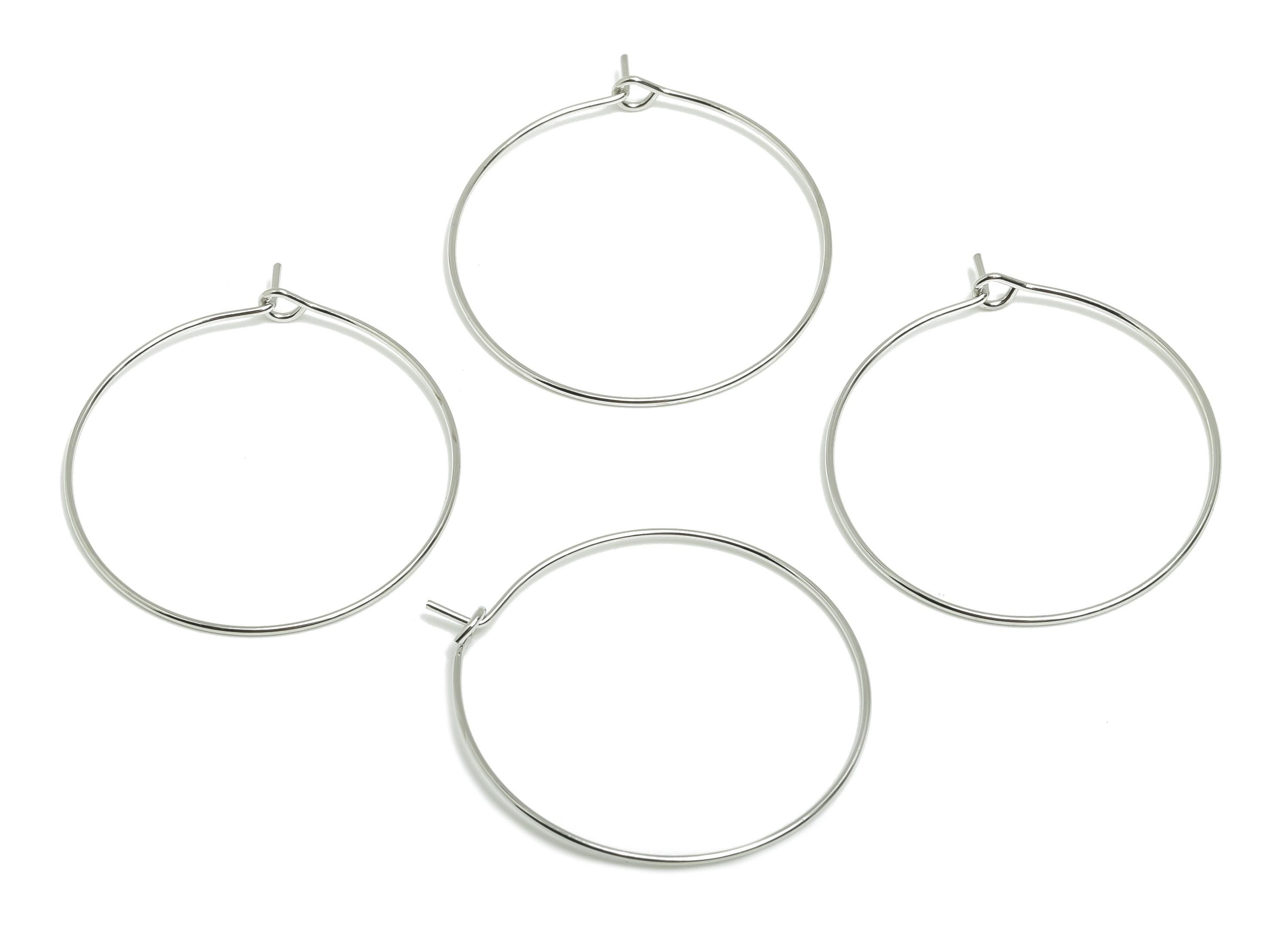 Brass Hoop Earring - Latch Closure Earring - Hoop Earring For Handmade Jeweler Making - 18K Real White Gold Plated - 30x30x1mm - RGP10281-30 - DOMEDBAZAAR