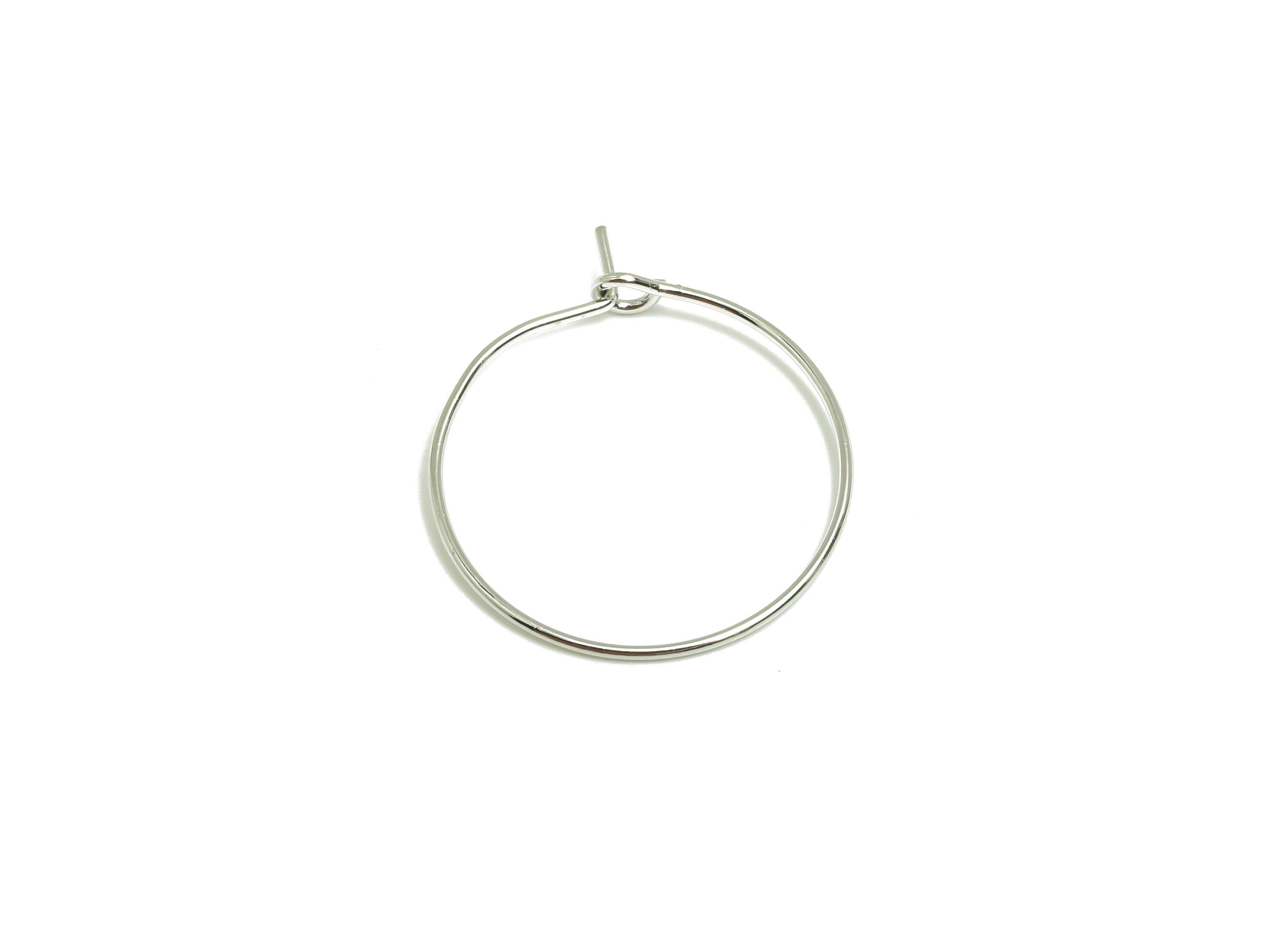 Brass Hoop Earring - Latch Closure Earring - Hoop Earring For Handmade Jeweler Making - 18K Real White Gold Plated - 20x20x1mm - RGP10281-20 - DOMEDBAZAAR