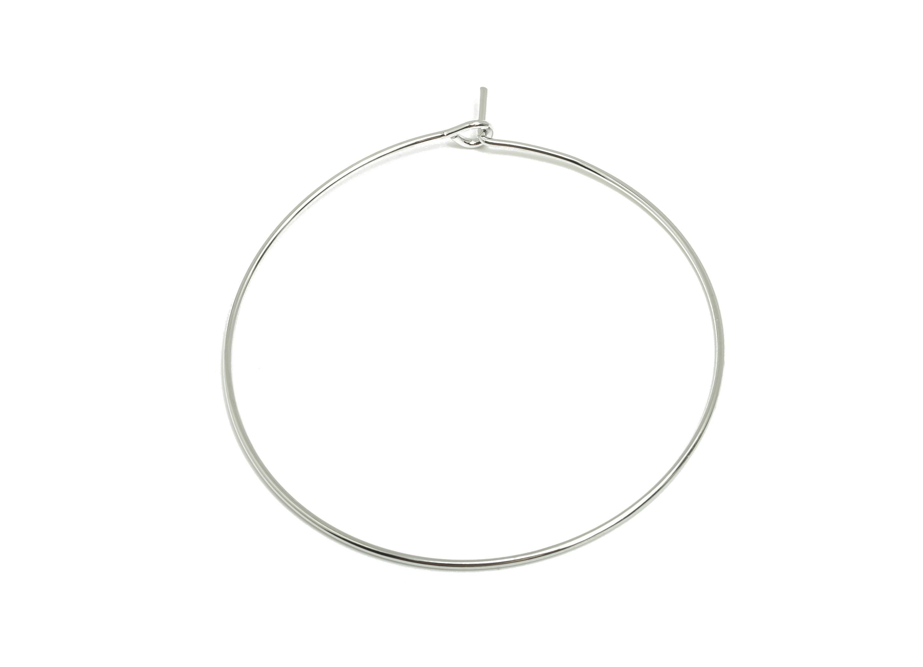 Brass Hoop Earring - Latch Closure Earring - Hoop Earring For Handmade Jeweler Making - 18K Real White Gold Plated - 40x40x1mm - RGP10281-40 - DOMEDBAZAAR