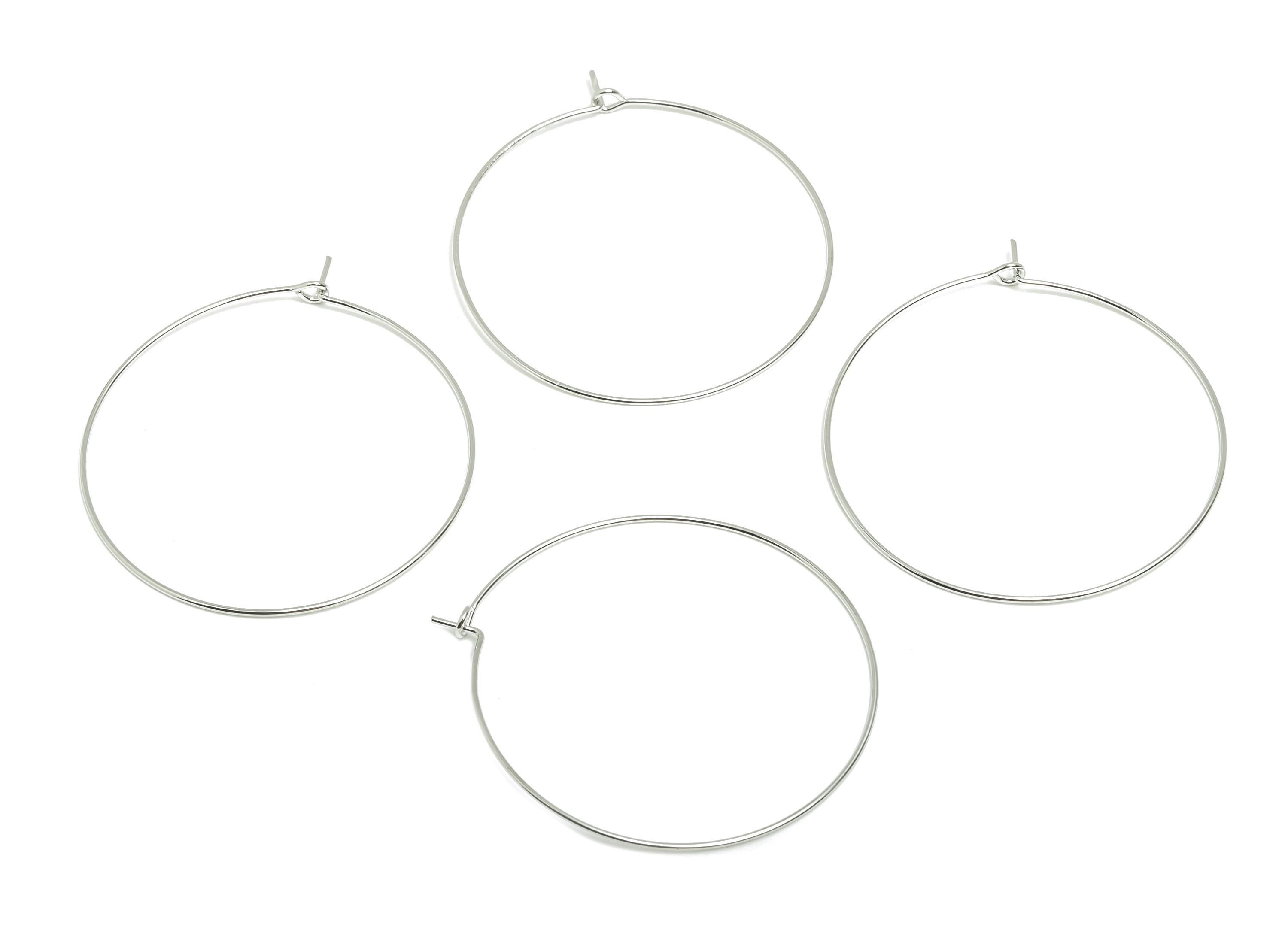 Brass Hoop Earring - Latch Closure Earring - Hoop Earring For Handmade Jeweler Making - 18K Real White Gold Plated - 40x40x1mm - RGP10281-40 - DOMEDBAZAAR