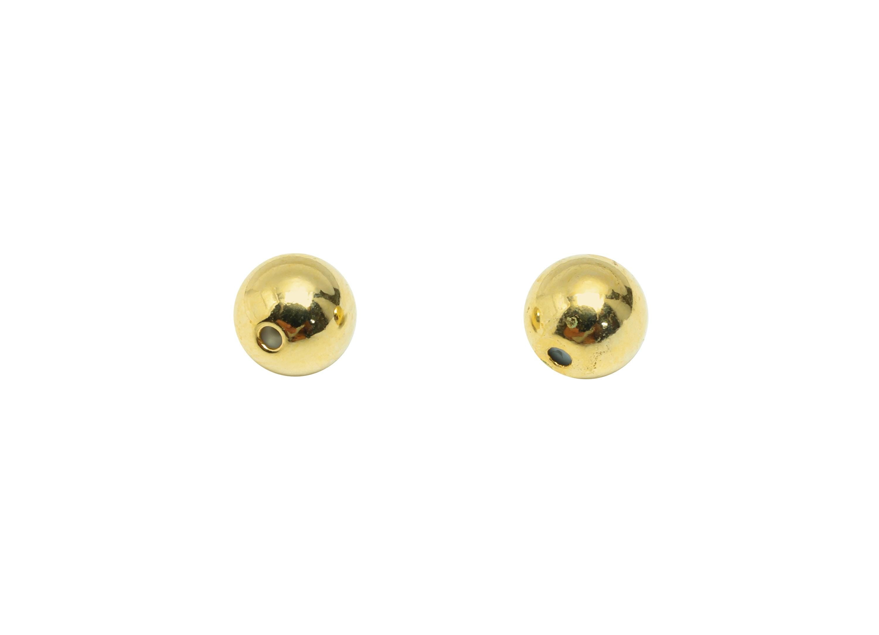 Brass Ball Earring Stopper - Gold Secure Earring Backs - Mini Round Ball Used as Earring Findings - 18K Real Gold Plating - 6x6x6mm- RGP8884 - DOMEDBAZAAR