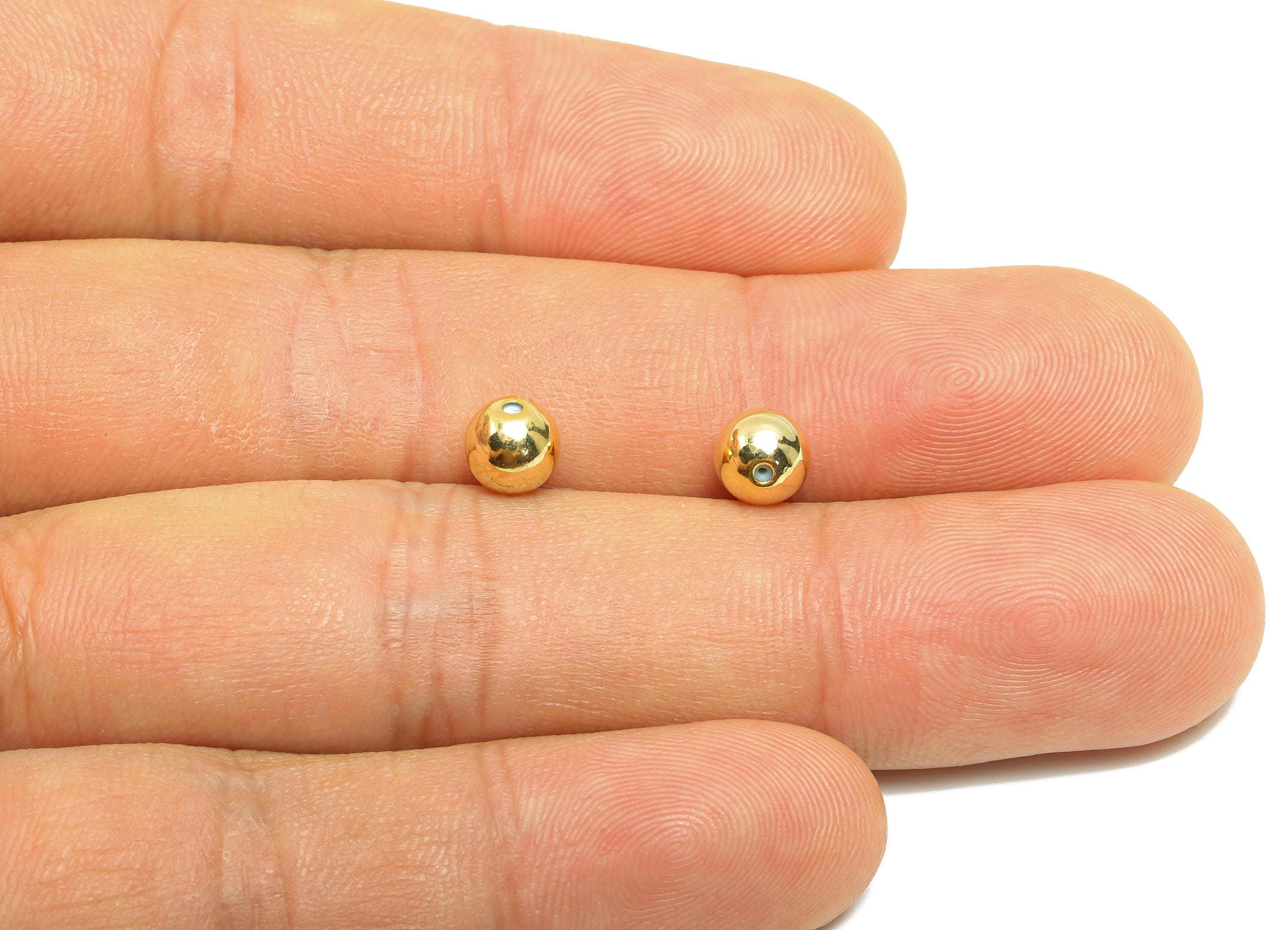 Brass Ball Earring Stopper - Gold Secure Earring Backs - Mini Round Ball Used as Earring Findings - 18K Real Gold Plating - 6x6x6mm- RGP8884 - DOMEDBAZAAR