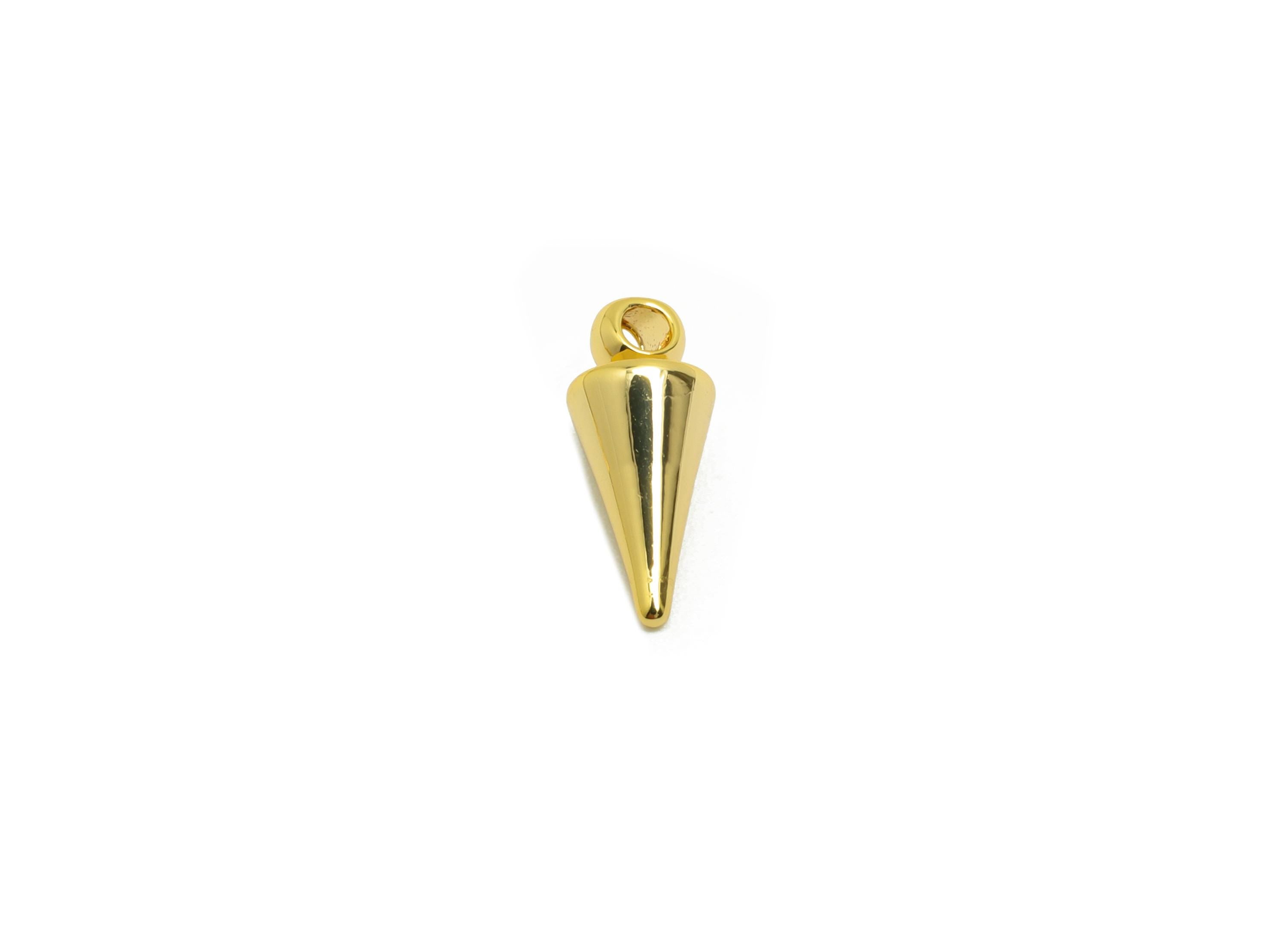 Brass Cone Earring Charm- Brass Tapered Gold Earring Charm - Brass Pendant with Loop - 18K Real Gold Plating - 11x4.5x4.5mm - RGP10141 - DOMEDBAZAAR