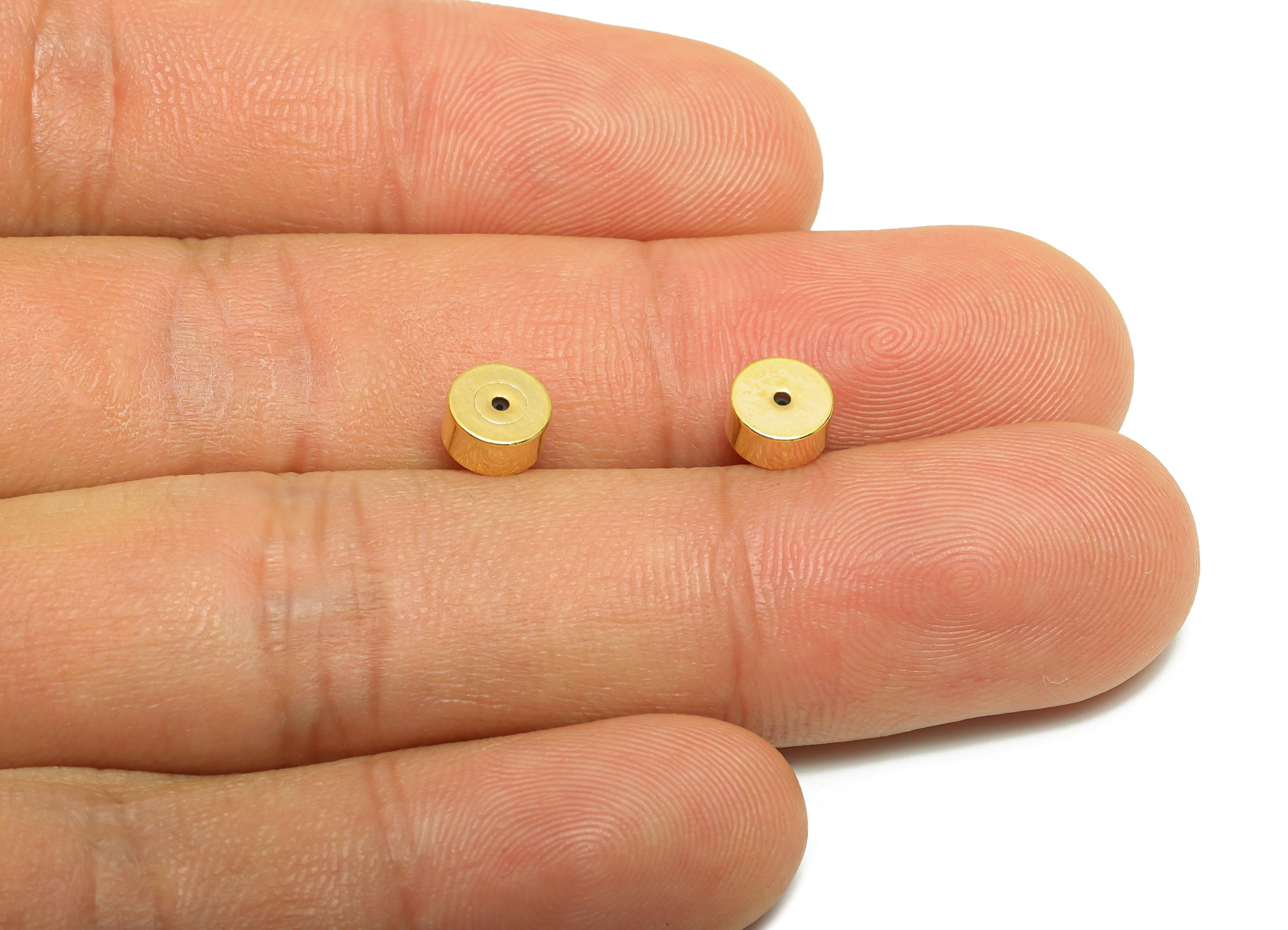 Brass Flat Cylinder Ear Stopper - Gold Secure Earring Backs - Cylinder Used as Earring Findings - 18K Real Gold Plating - 6x6x3mm - RGP8885 - DOMEDBAZAAR
