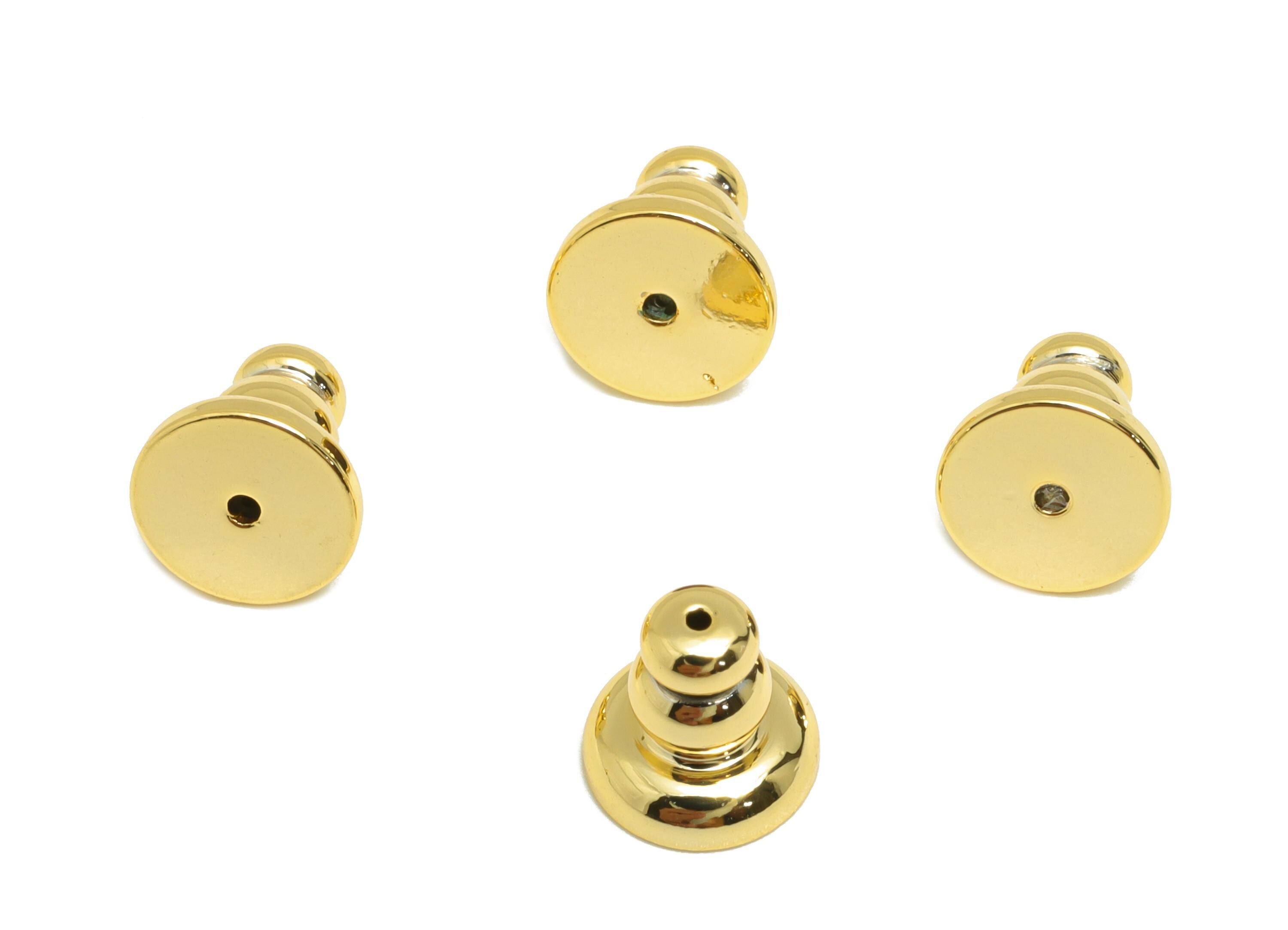 Brass Gourd Earring Stopper - Gold Gourd Secure Earring Backs - Flat Disc Top Used as Ear Finding - 18K Real Gold Plating - 7x7x7mm- RGP8883 - DOMEDBAZAAR