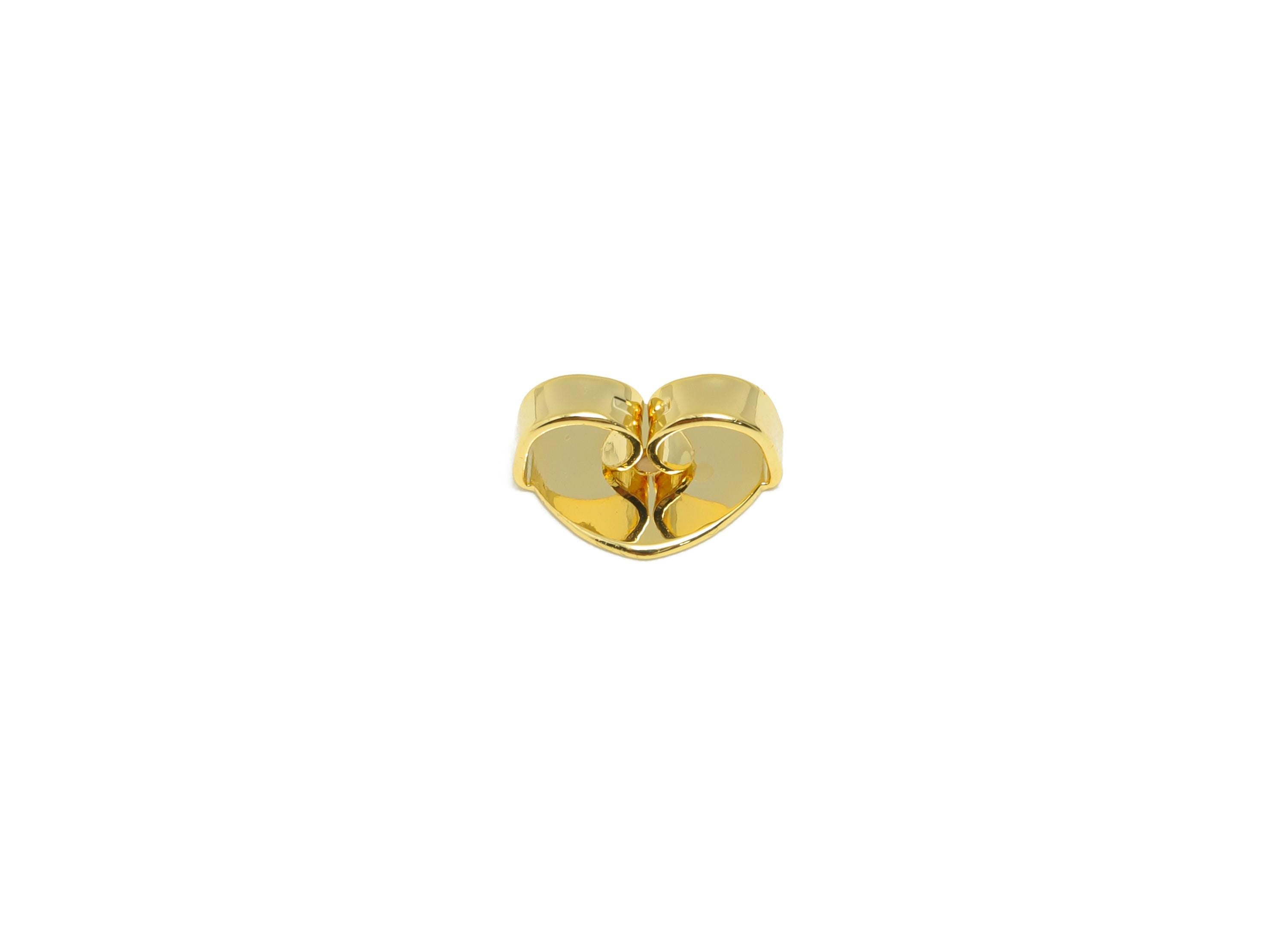 Brass Heart Earring Stopper - Gold Butterfly Earring Backs - Secure Clasp Used as Earring - 18K Real Gold Plating - 9x7x3.9mm - RGP8892 - DOMEDBAZAAR