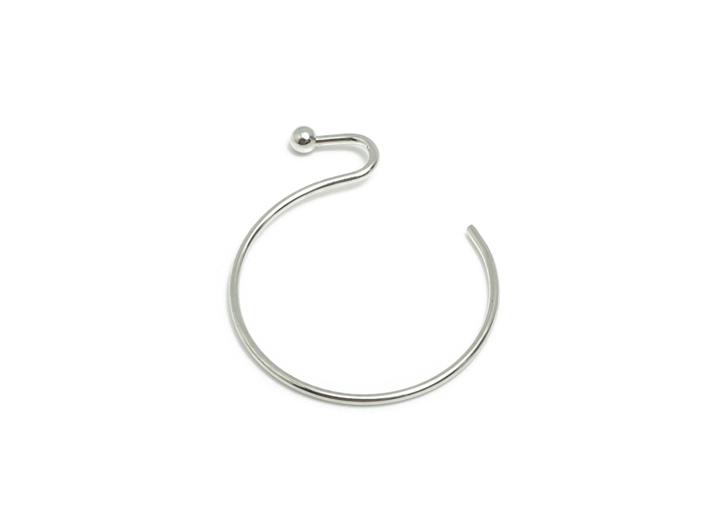Brass Wire Hook - Metal Ear Wire Hook for Jewelry Making - Brass Minimalist Hoop Earring - 18k Real White Gold Plated - 17x15x1mm-RGP10220 - DOMEDBAZAAR