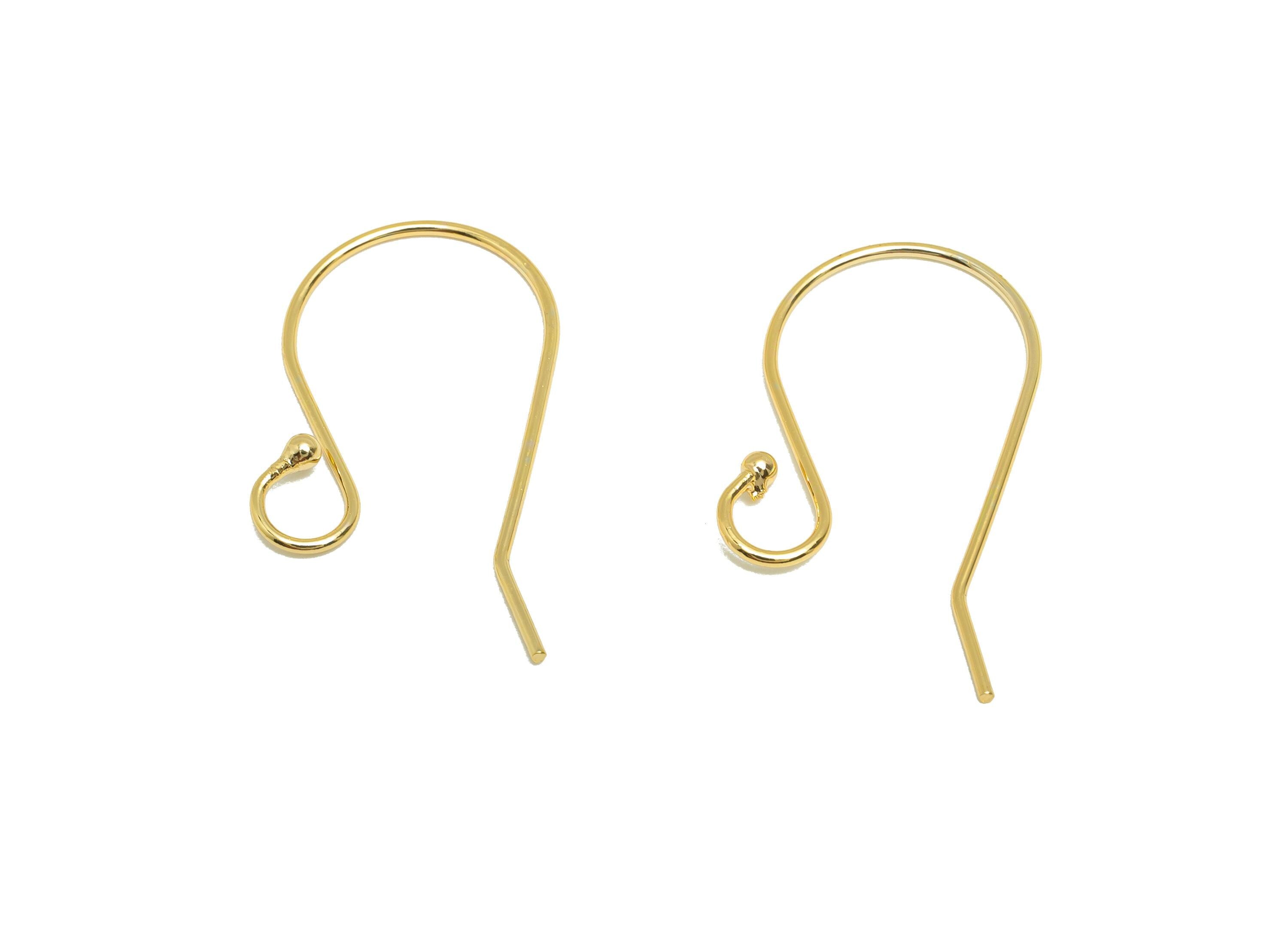 Brass Wire Hook - Metal Ear Wire Hook for Jewelry Making - Brass Hook Ear Wire for Earring - 18k Real Gold Plated - 29x15x2mm - RGP10221 - DOMEDBAZAAR