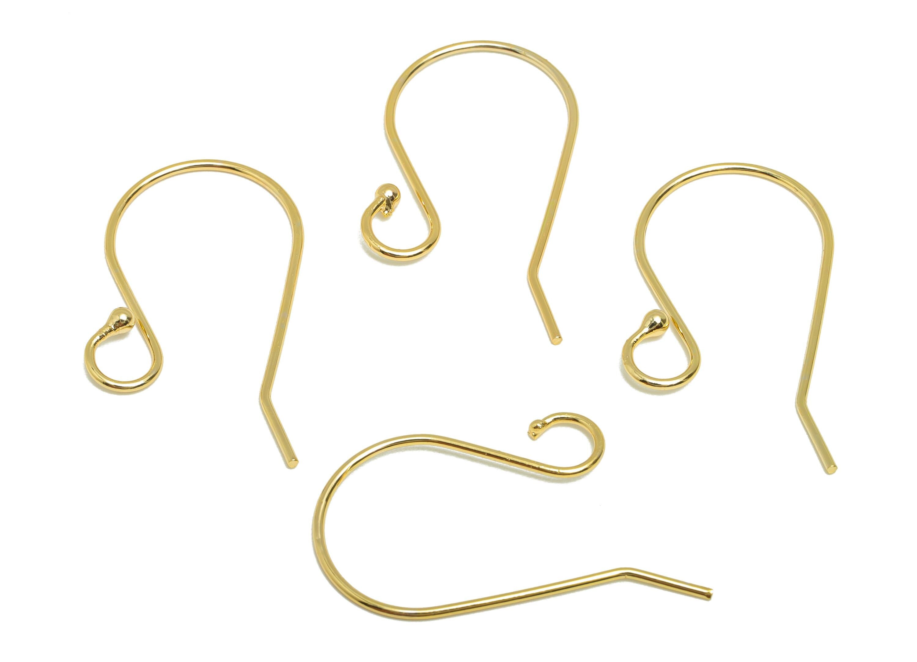 Brass Wire Hook - Metal Ear Wire Hook for Jewelry Making - Brass Hook Ear Wire for Earring - 18k Real Gold Plated - 29x15x2mm - RGP10221 - DOMEDBAZAAR