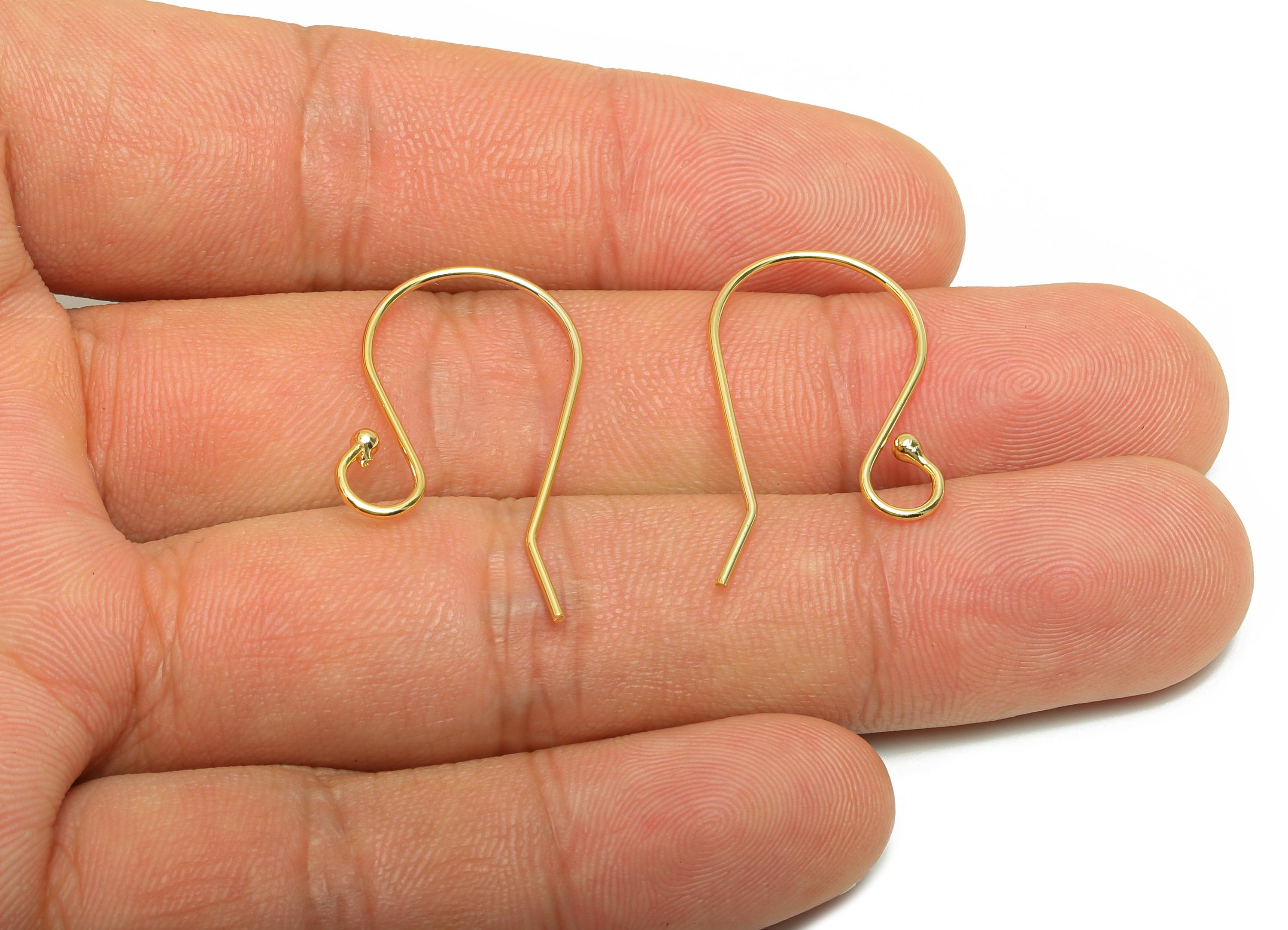 Brass Wire Hook - Metal Ear Wire Hook for Jewelry Making - Brass Hook Ear Wire for Earring - 18k Real Gold Plated - 29x15x2mm - RGP10221 - DOMEDBAZAAR