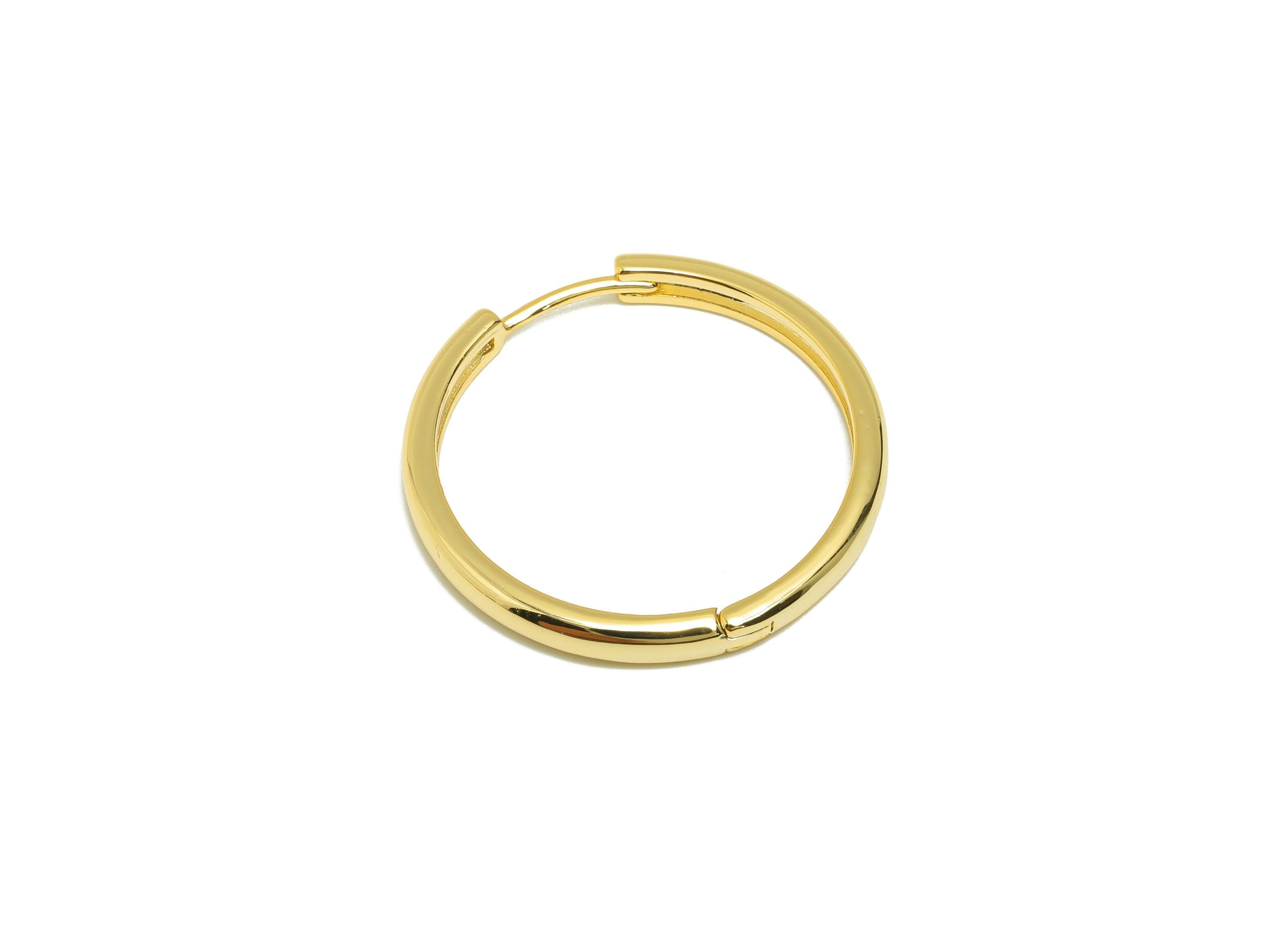 Brass Circle Hoop Earring - Gold Huggie Earring for Girl's - Huge Daily Wear Hoop Earring - 18K Real Gold Plated - 26.4x26.2x2.9mm - RGP8906 - DOMEDBAZAAR