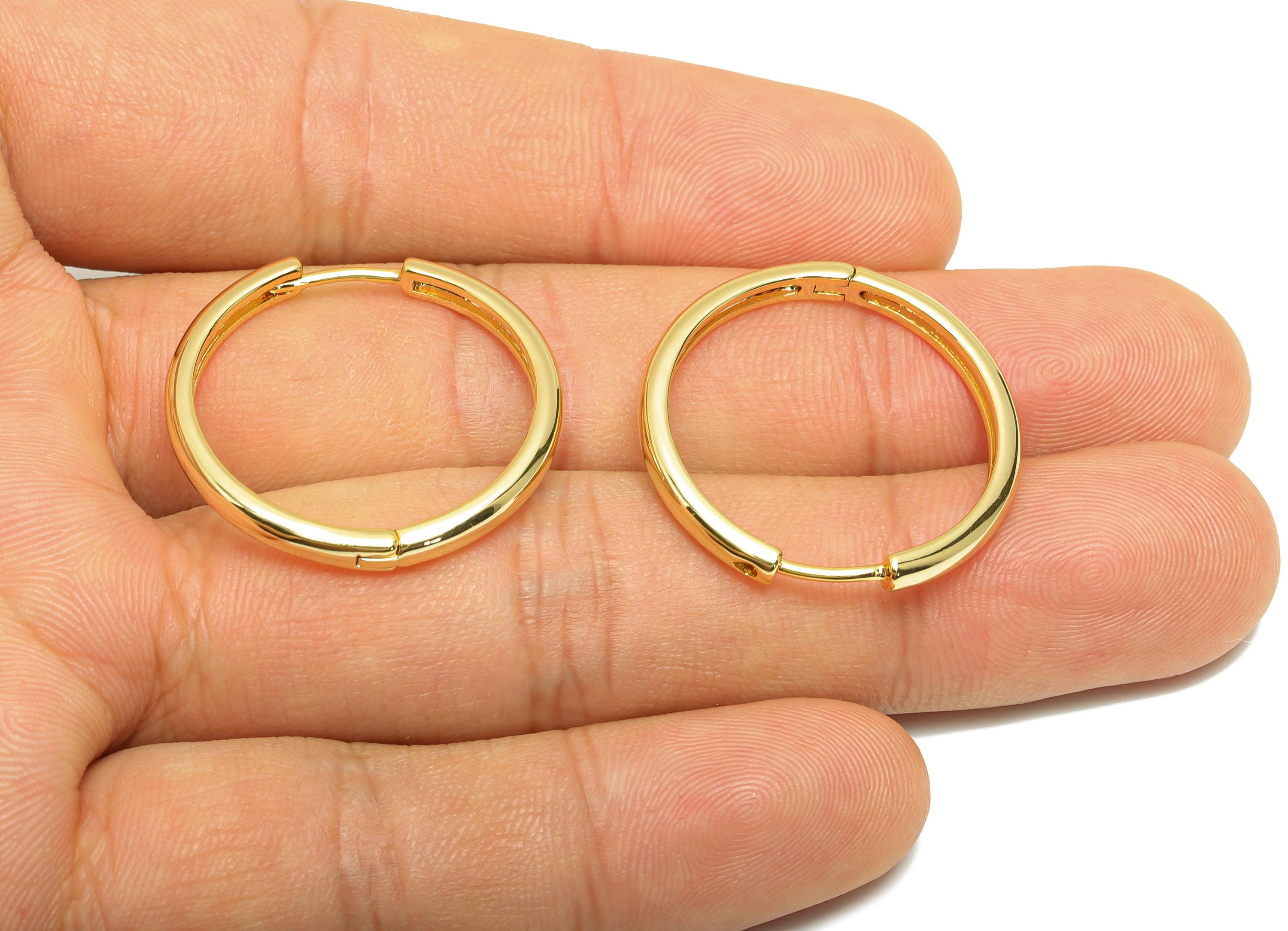 Brass Circle Hoop Earring - Gold Huggie Earring for Girl's - Huge Daily Wear Hoop Earring - 18K Real Gold Plated - 26.4x26.2x2.9mm - RGP8906 - DOMEDBAZAAR