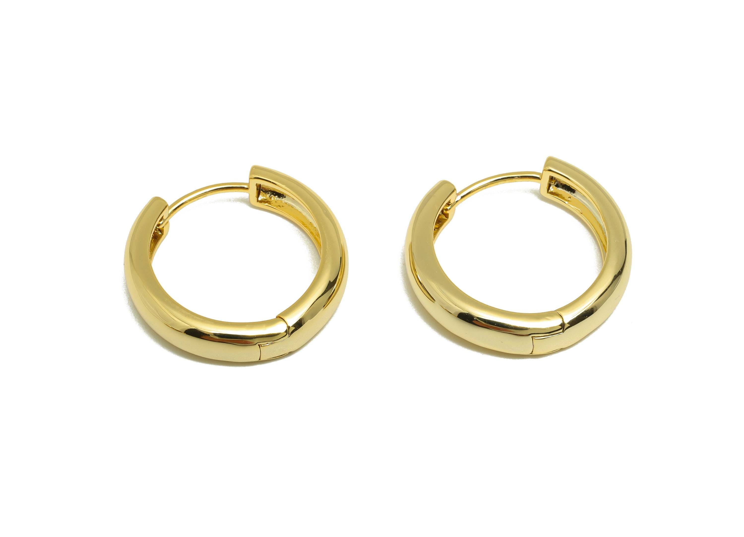 Brass Circle Hoop Earring - Gold Huggie Earring for Girls - Minimalist Daily Wear Hoop Ear - 18K Real Gold Plated - 22x20.3x4.9mm - RGP89111 - DOMEDBAZAAR