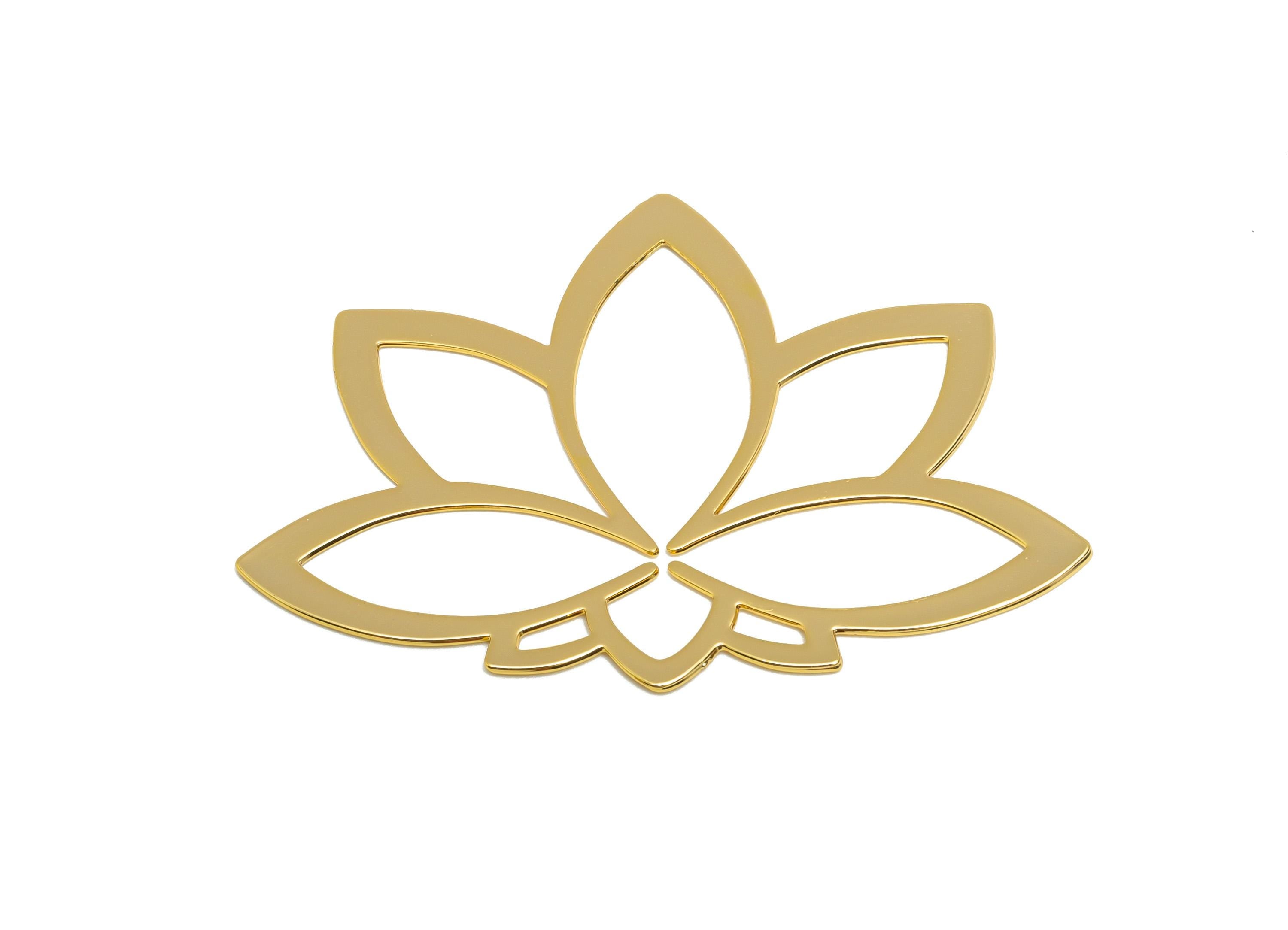 Gold Lotus Pendant - Brass Gold Chic Lotus Flower Pendant - Minimalist Lotus For Necklace - 18K Real Gold Plating - 42x29x0.4mm- RGP10253 - DOMEDBAZAAR