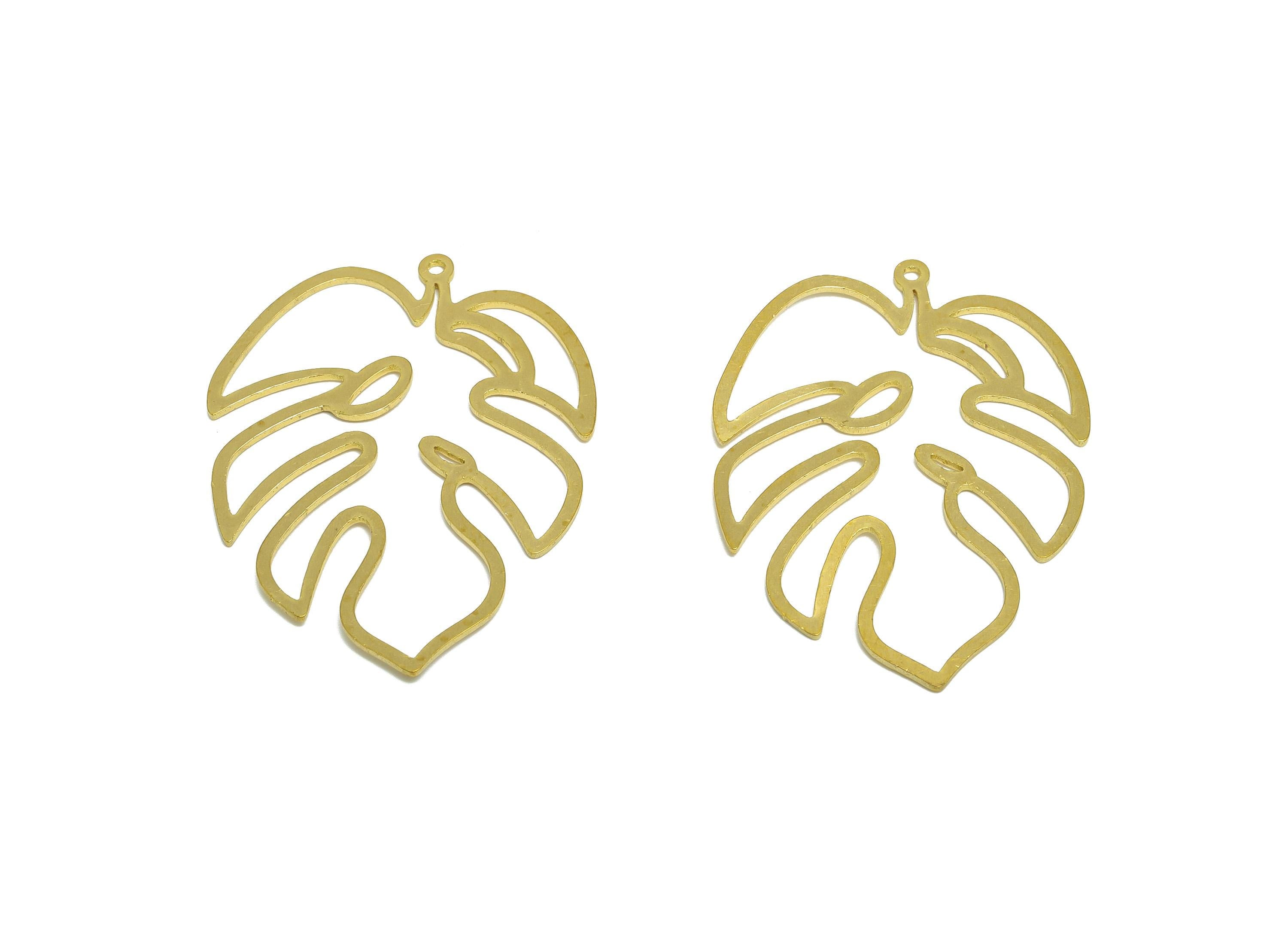 Brass Monstera Charm - Raw Brass Monstera Leaf Pendant - Brass Plant-Themed Charm - Nature-Inspired Pendant - 31.63x28.57x0.8mm - PP10961 - DOMEDBAZAAR