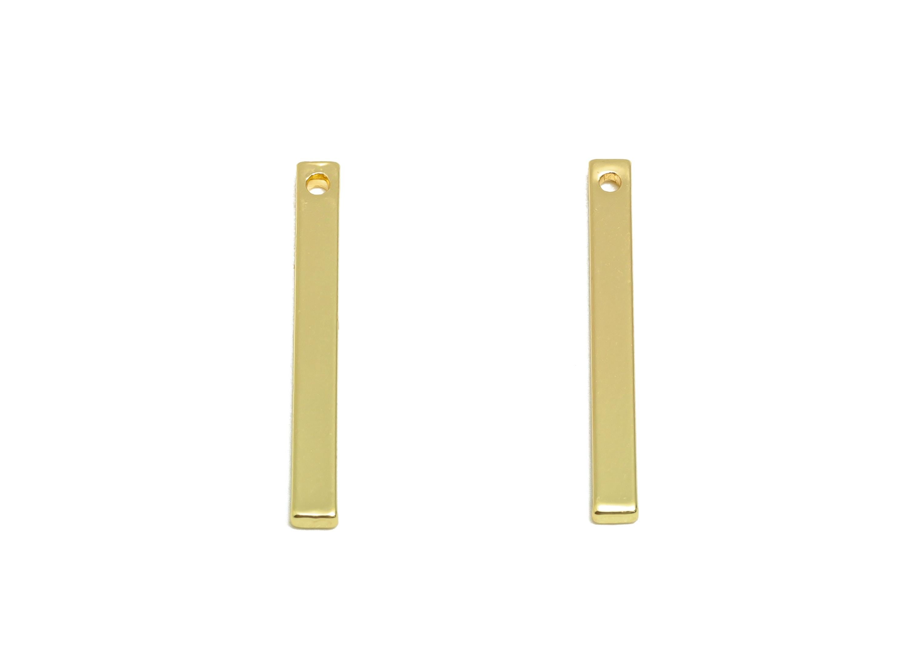 Gold Rectangular Bar Pendant - Brass Minimalist Bracelet Charm - Bar Making Necklace Accessory - 18K Real Gold Plating - 20x2x1mm - RGP8933 - DOMEDBAZAAR