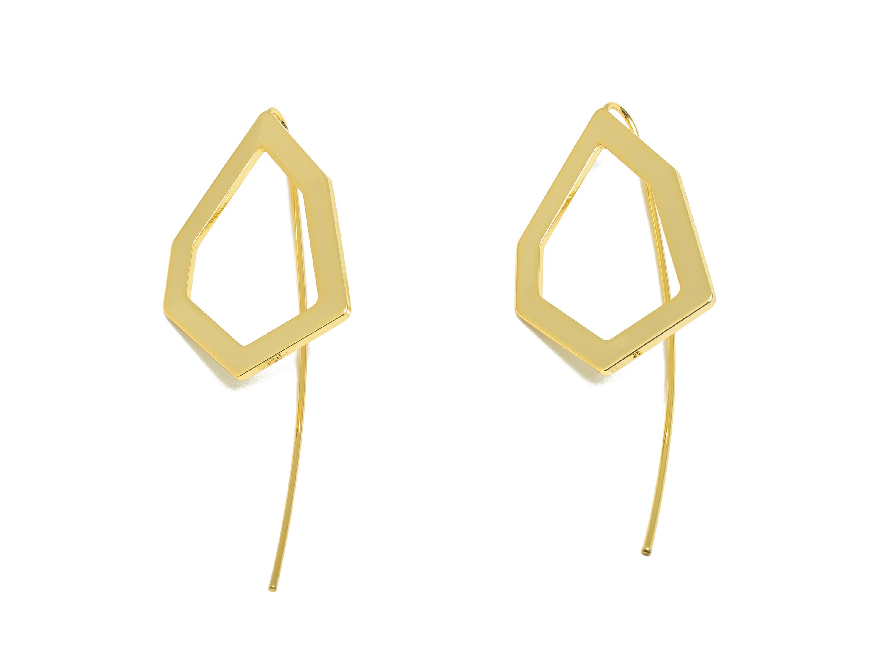 Brass Irregular Earring - Gold Minimalist Earring Wire for Woman's - Geometry Earring Wire - 18K Real Gold Plating - 50x20x1.03mm - RGP8944 - DOMEDBAZAAR