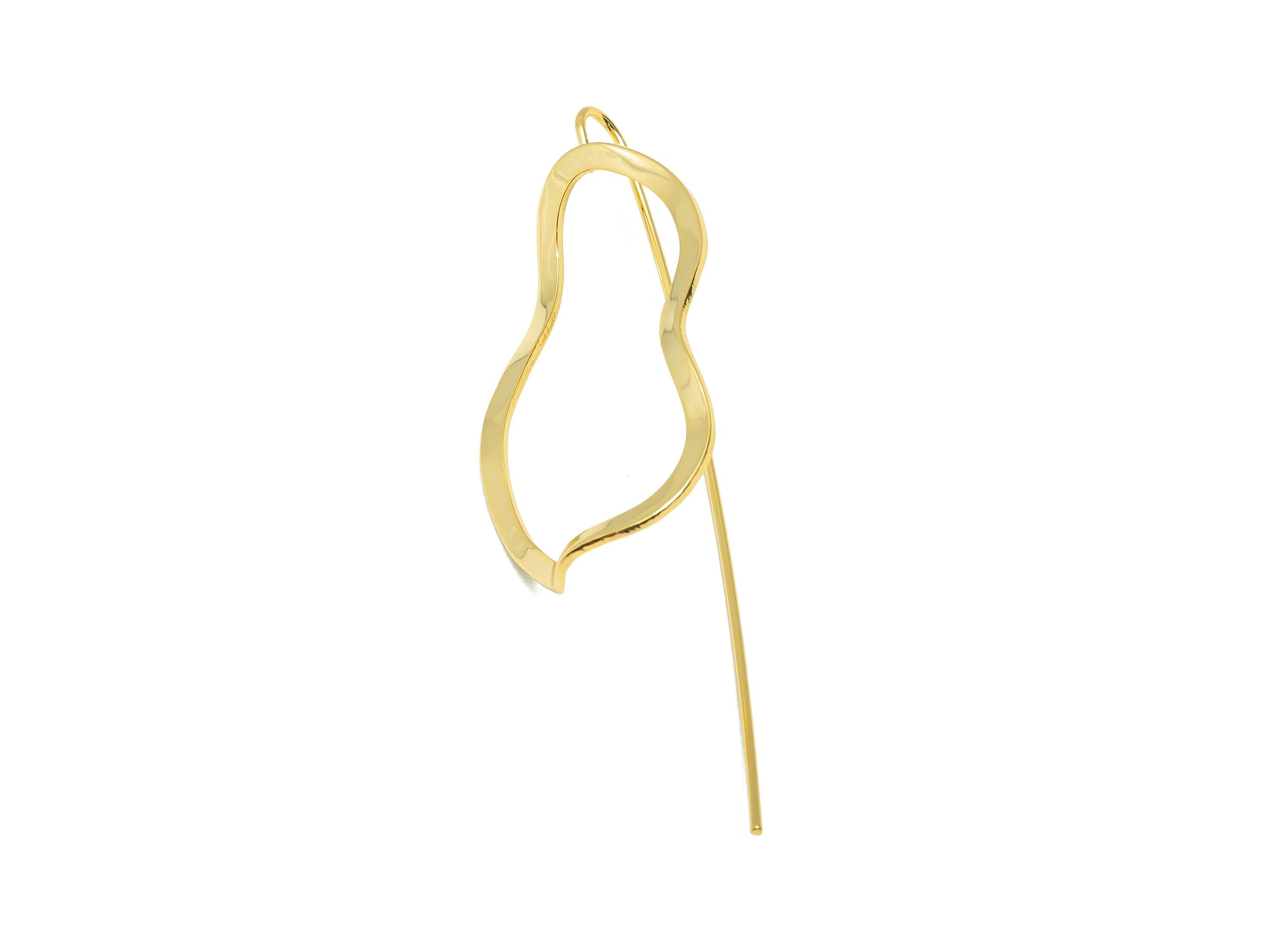 Brass Irregular Ear Wire - Gold Minimalist Earring Wire for Woman's - Wave Earring Wire - 18K Real Gold Plating - 55x18.55x0.92mm - RGP8945 - DOMEDBAZAAR