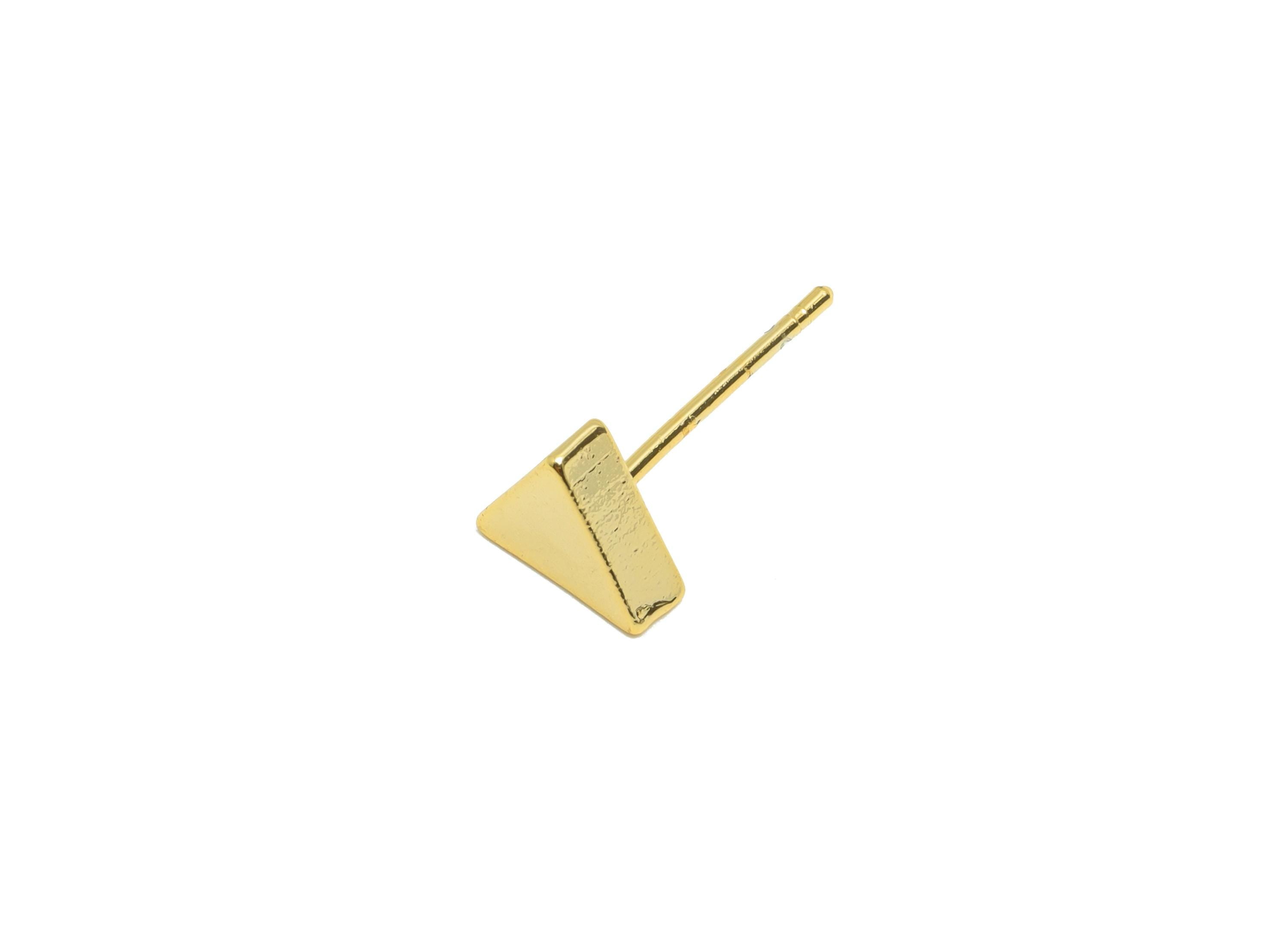 Brass Tiny Triangle Earring - Gold Minimalist Ear Post for Girls - Triangle Daily Wear Earring - 18K Real Gold Plating - 7x7x2.5mm - RGP8952 - DOMEDBAZAAR