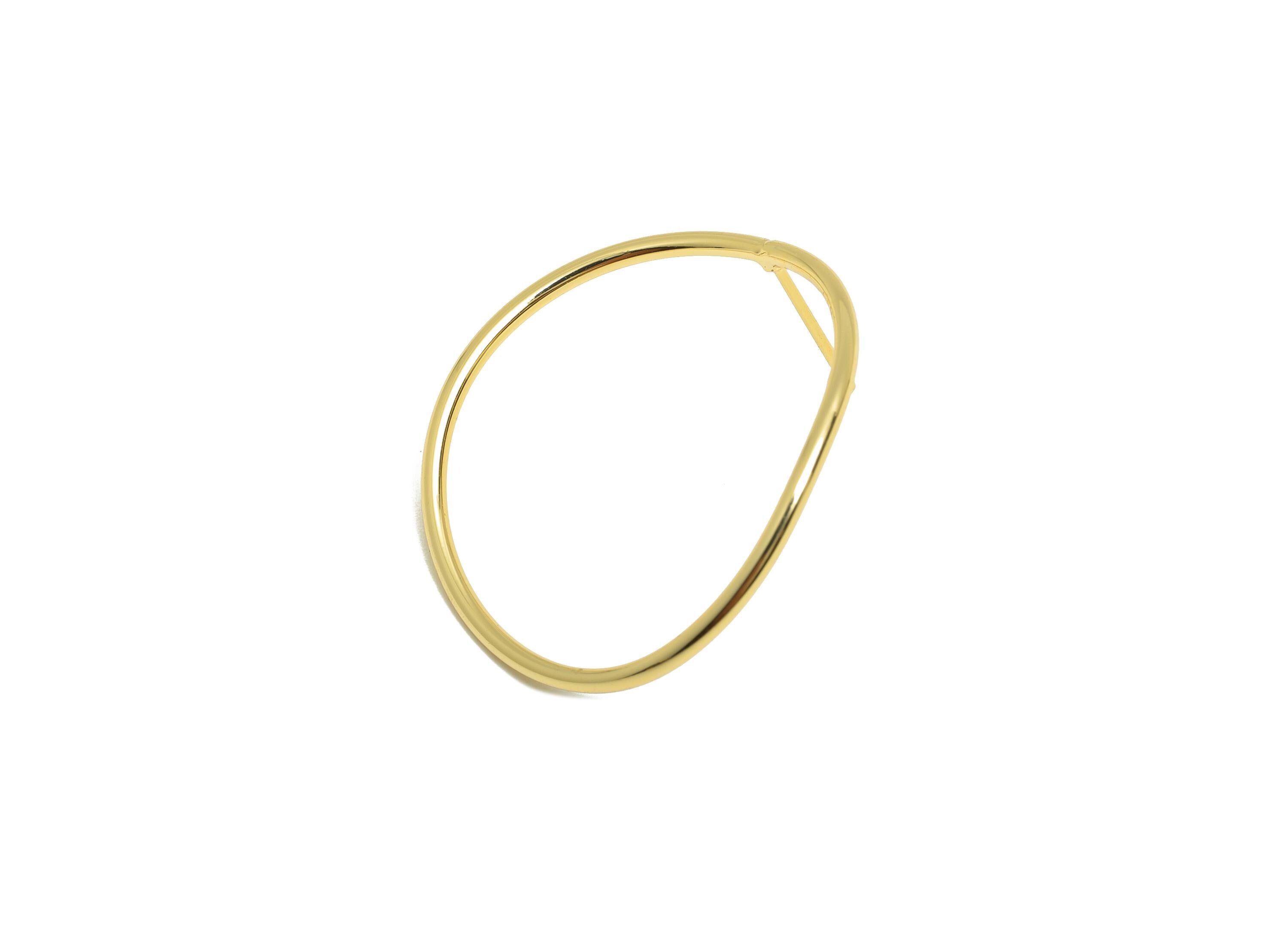 Brass Circle Earring - Gold Geometric Ear Post for Girls - Curved Round Daily Wear Ear - 18K Real Gold Plating - 29.81x28.82x1.49mm- RGP8954 - DOMEDBAZAAR