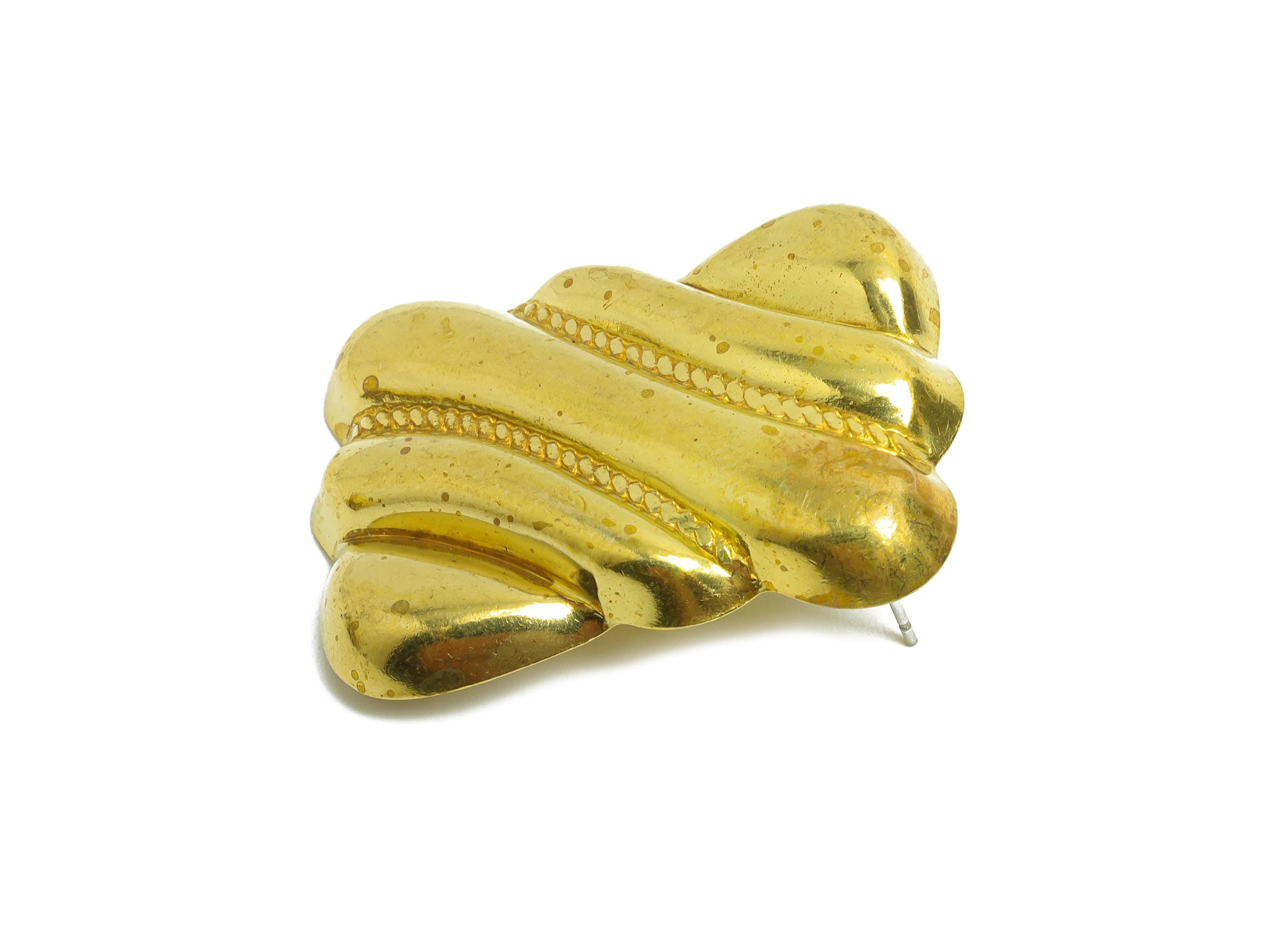 Brass Vintage Earring - Raw Brass Textured Abstract Earring Post - Elegant Vintage-Inspired Rippled Earring Stud - 39mx29x5mm - PP10782 - DOMEDBAZAAR